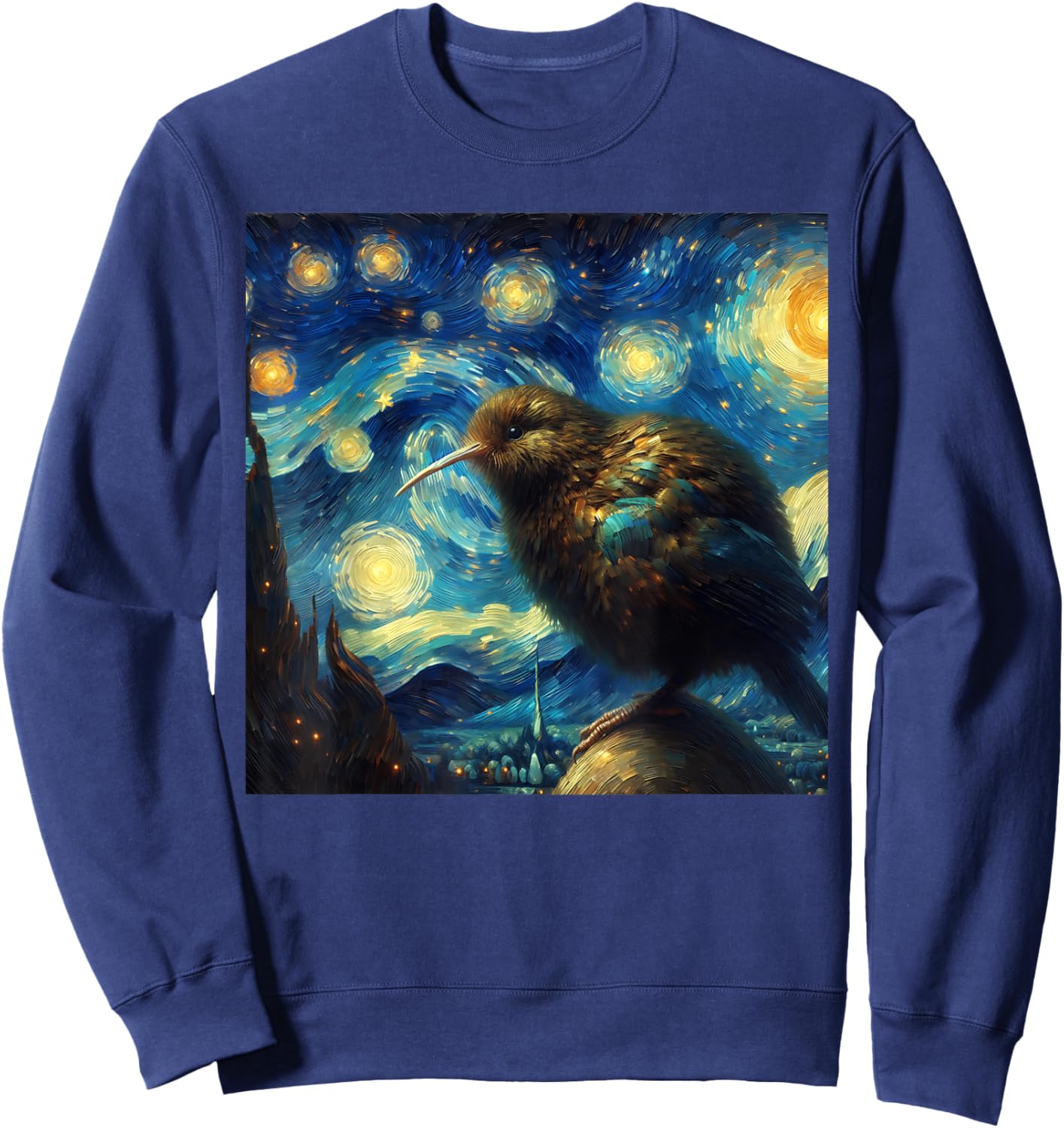 Kiwi Bird Starry Night Kiwi Bird Sweatshirt - Sweatshirt | Navy