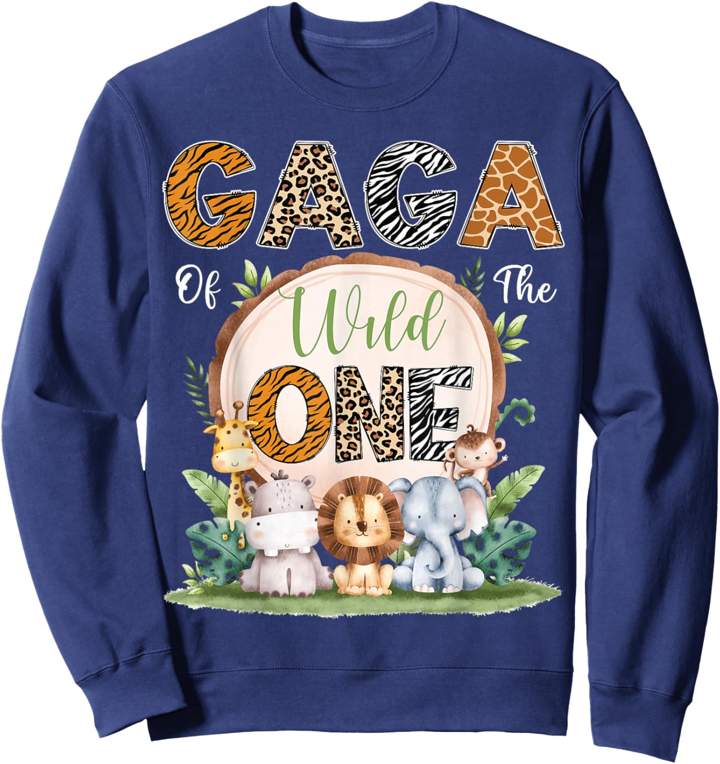 Gaga Of The Wild One First Birthday Safari Woodland Sweatshirt - Sweatshirt | Navy