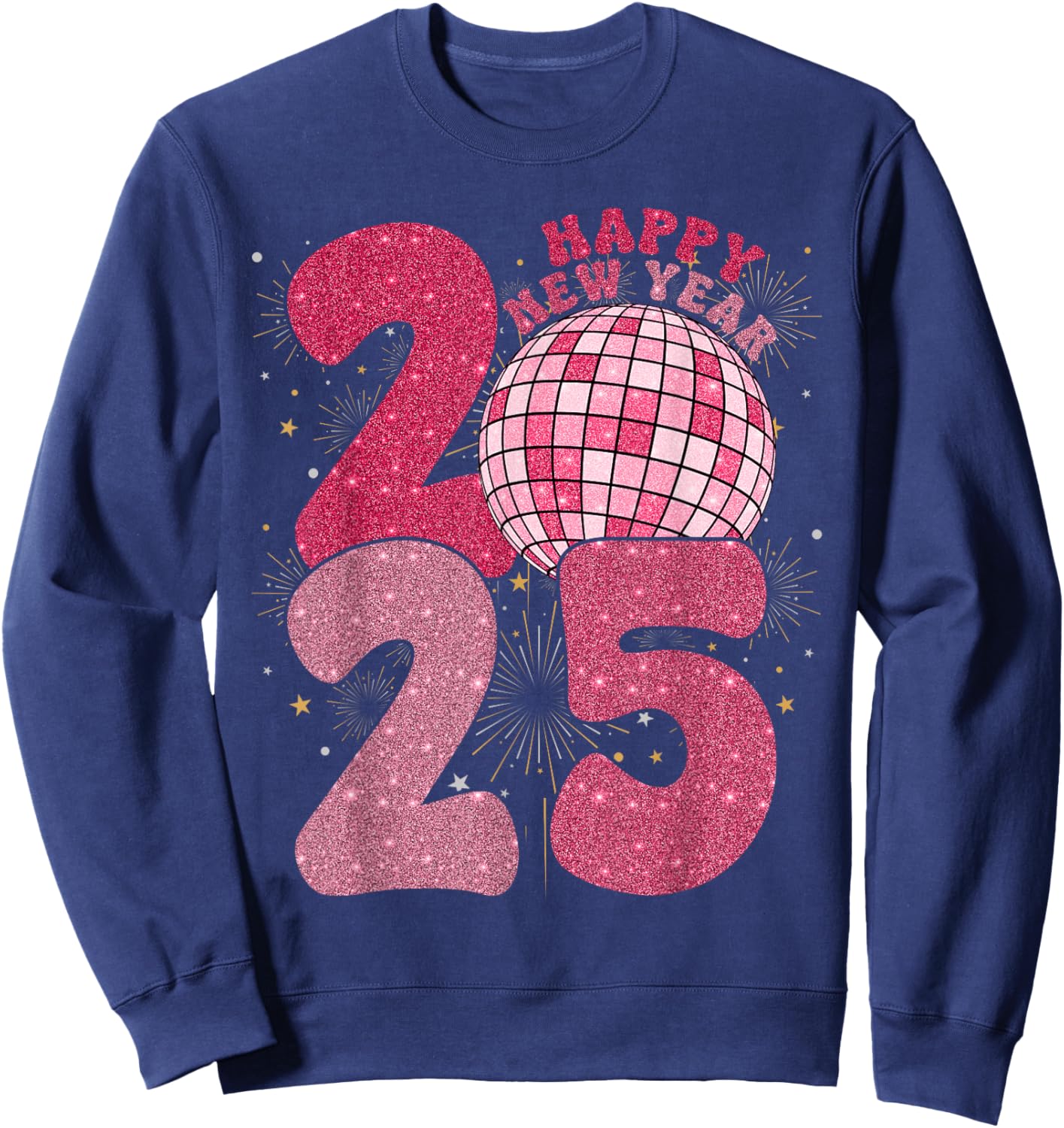 Groovy Happy New Year 2025 Disco Ball New Years Eve Party Sweatshirt - Sweatshirt | Navy