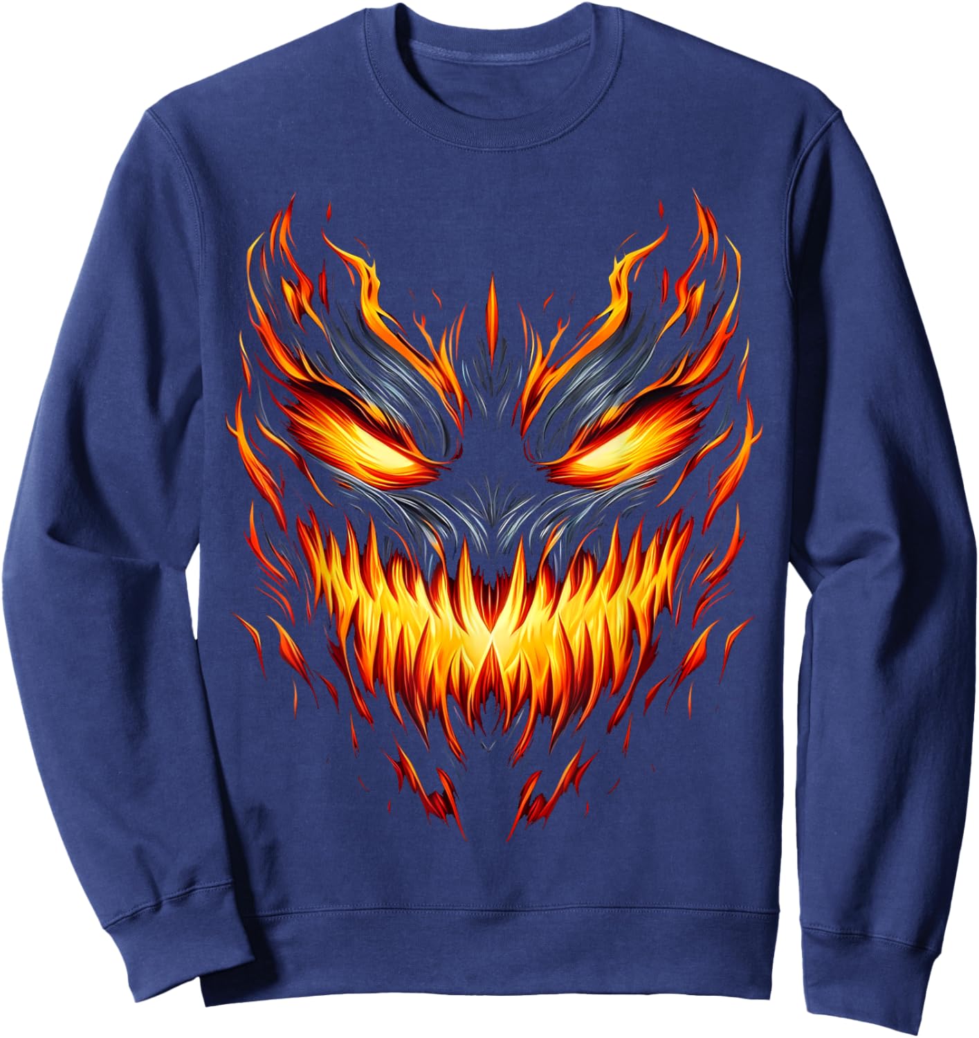 Jack o Lantern Scary Pumpkin Halloween Men Boys Kids Sweatshirt - Sweatshirt | Navy