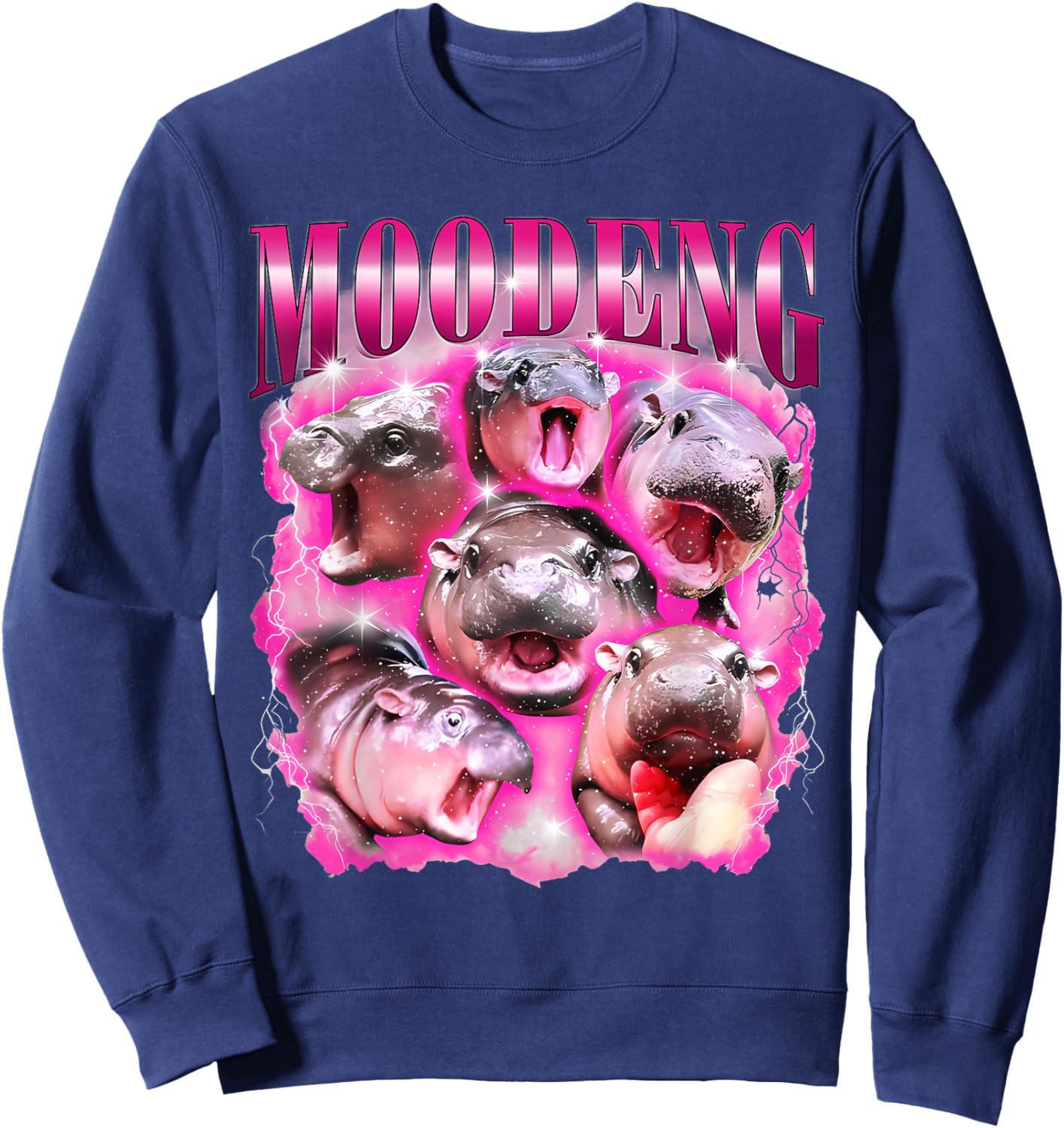 Funny Moo-Deng Baby Pygmy Hippo Cute Famous Zoo For Family Sweatshirt - Sweatshirt | Navy