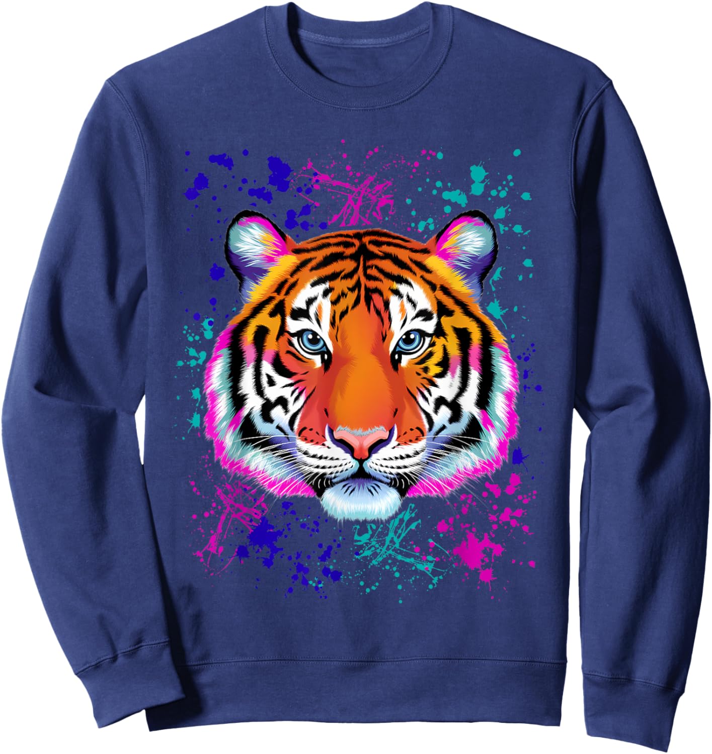 Colorful Tiger Graphic Sweatshirt - Sweatshirt | Navy