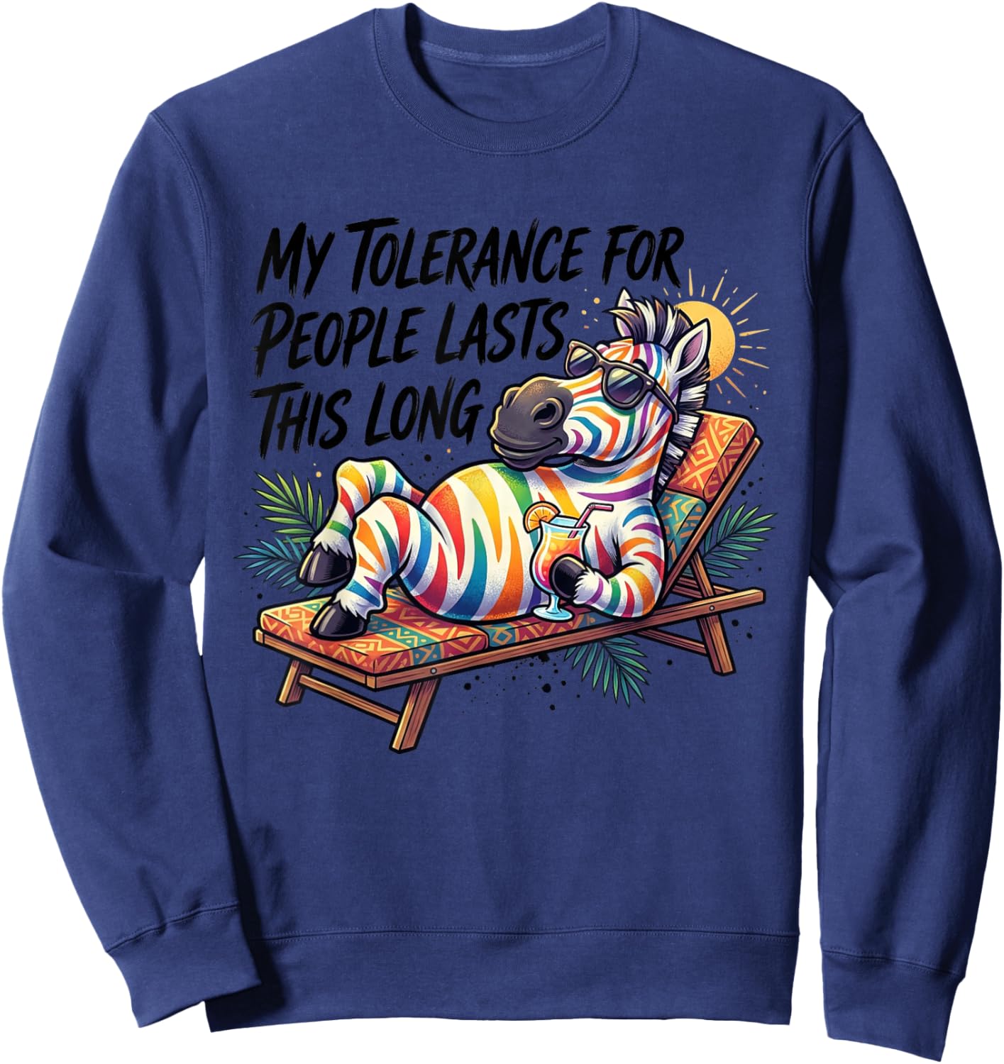 My Tolerance for People Lasts This Long Funny Horse T-Shirt Sweatshirt - Sweatshirt | Navy