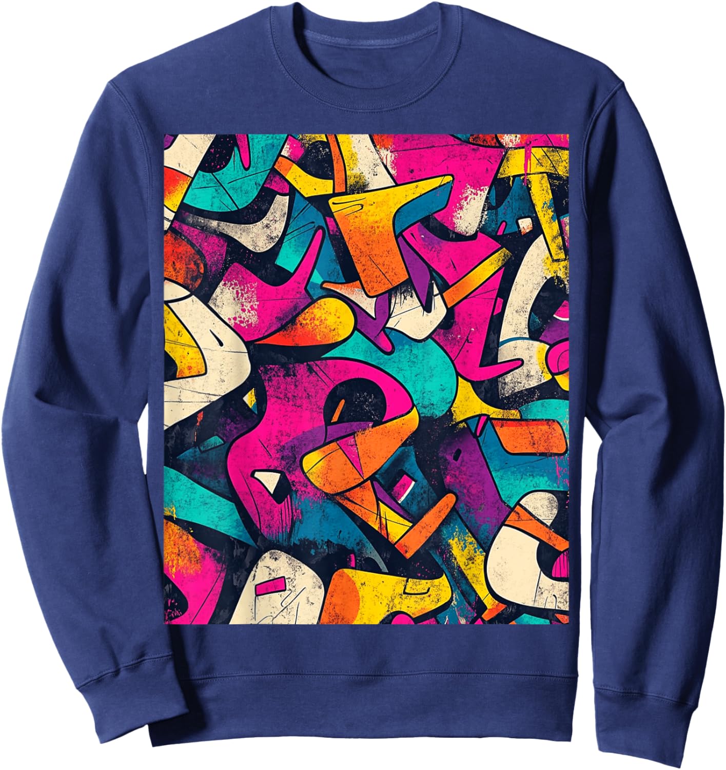 Vibrant Graffiti Style Modern Urban Fashion Sweatshirt - Sweatshirt | Navy