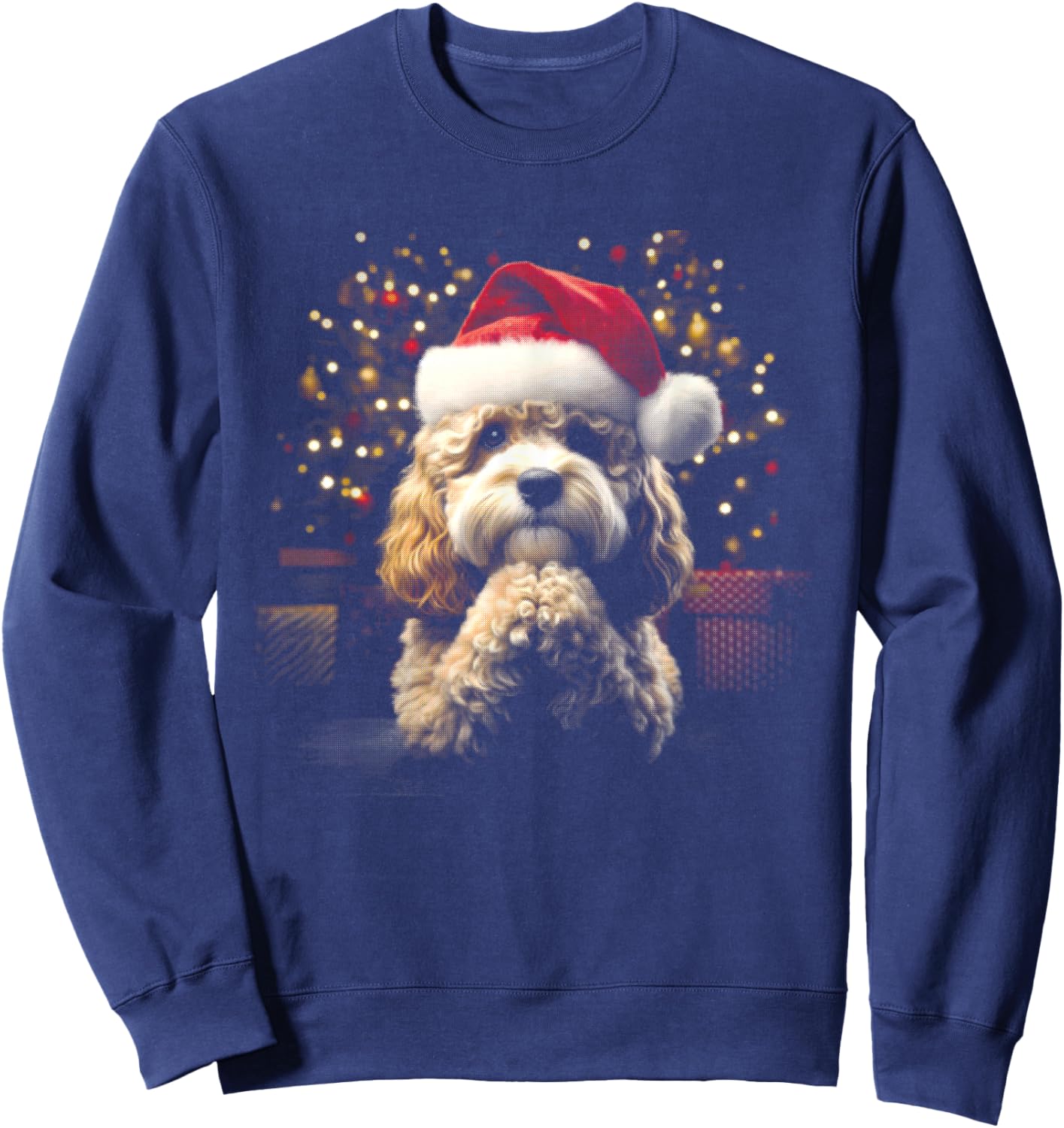 Cavapoo Cavoodle Santa Hat - Vintage Dog Xmas Lover Sweatshirt - Sweatshirt | Navy