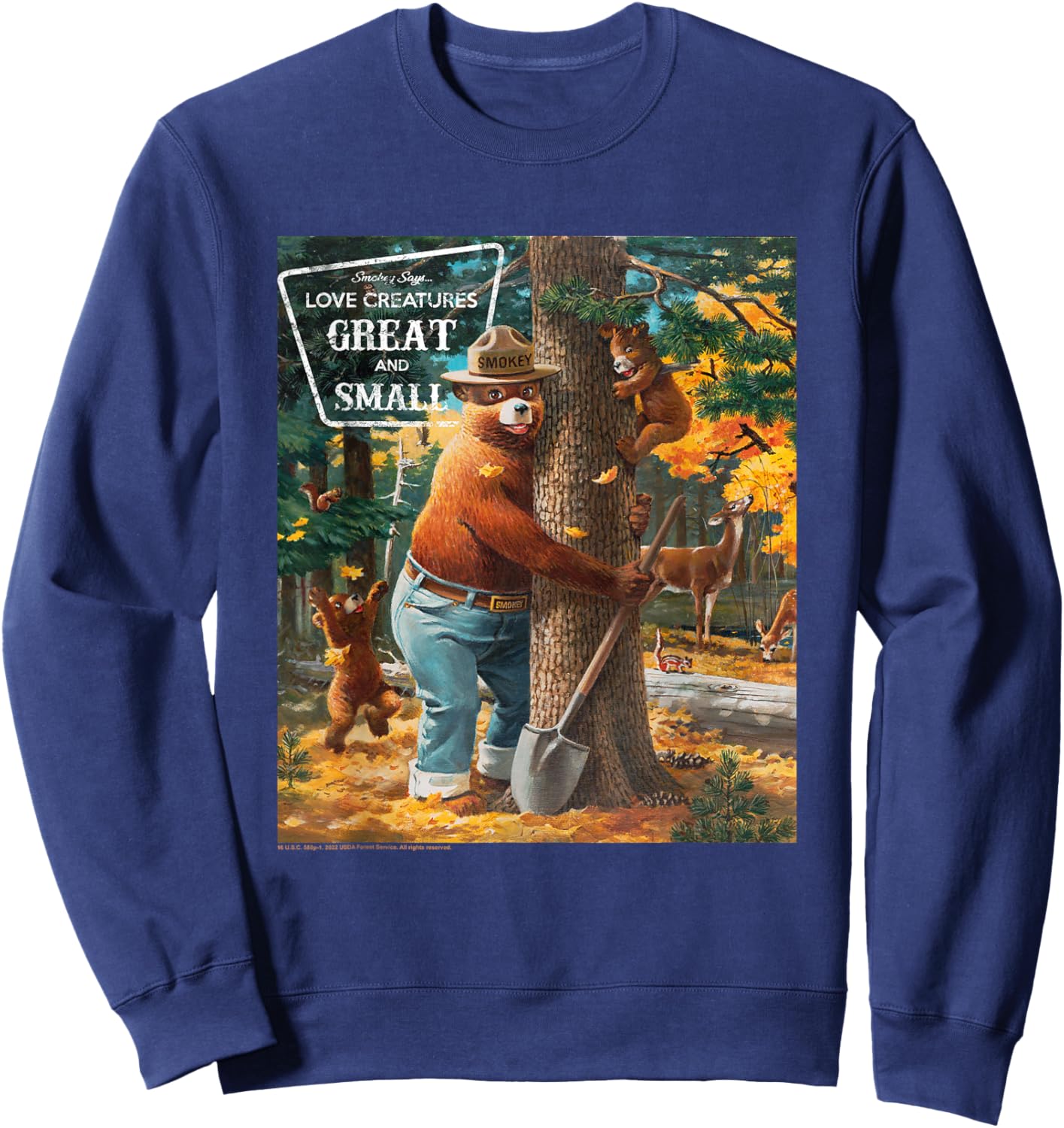 Smokey Bear Love Creatures Great And Small Tree Hug Sweatshirt - Sweatshirt | Navy