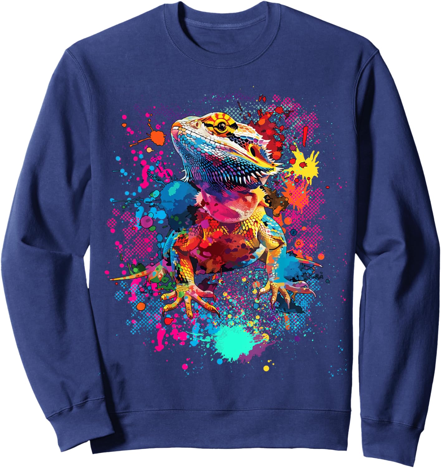 Bearded Dragon Lovers Colorful Pop Art Bearded Dragon Sweatshirt - Sweatshirt | Navy