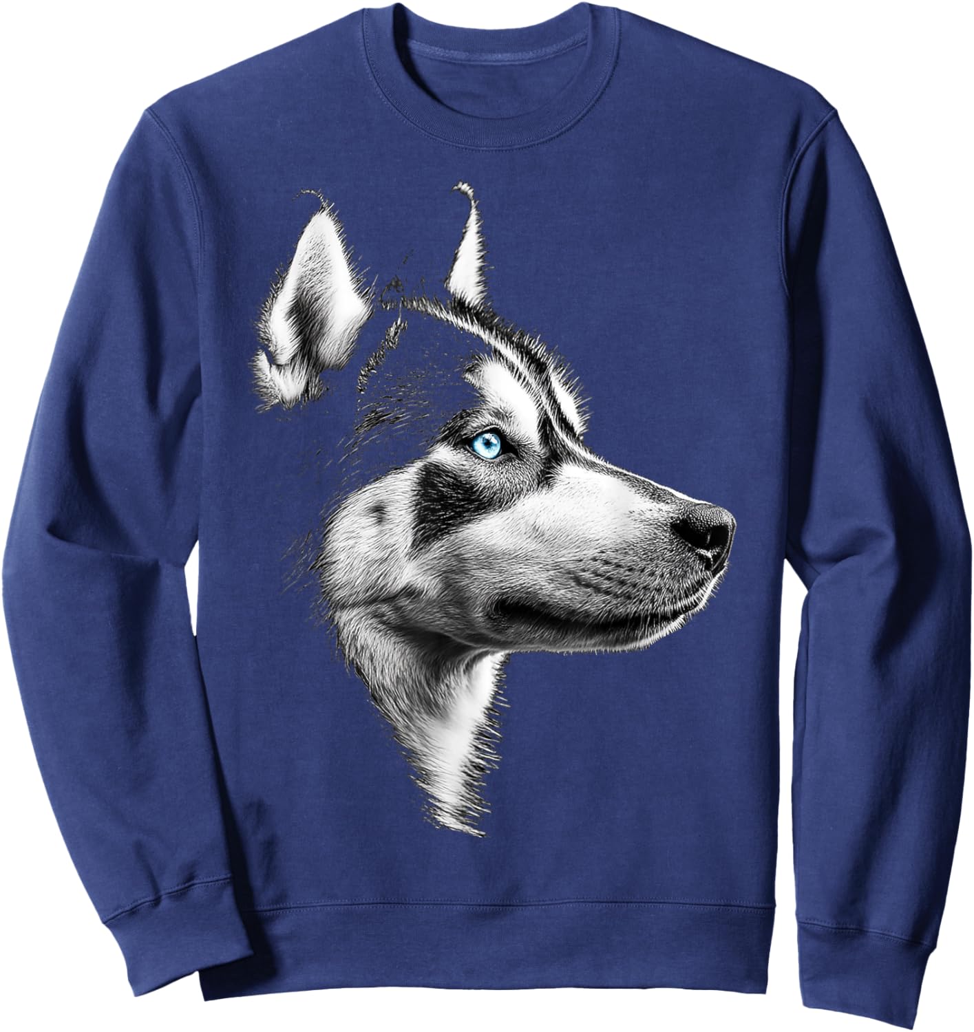 Siberian Husky Dog Motif Pet Artwork Siberian Husky Men Women Kids Sweatshirt - Sweatshirt | Navy