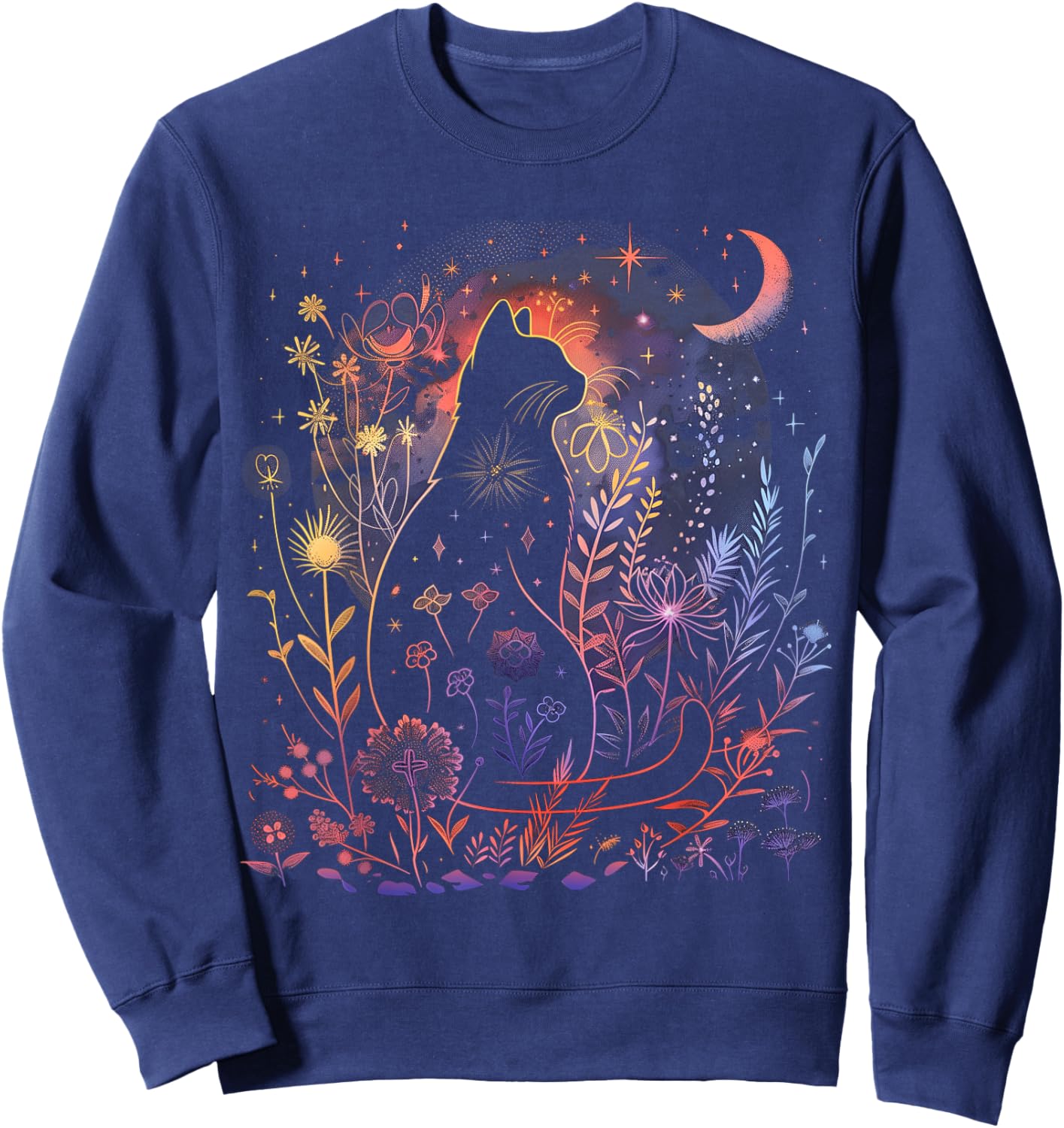 Halloween Black Cat Costume Mystical Cat Lover Girls Sweatshirt - Sweatshirt | Navy