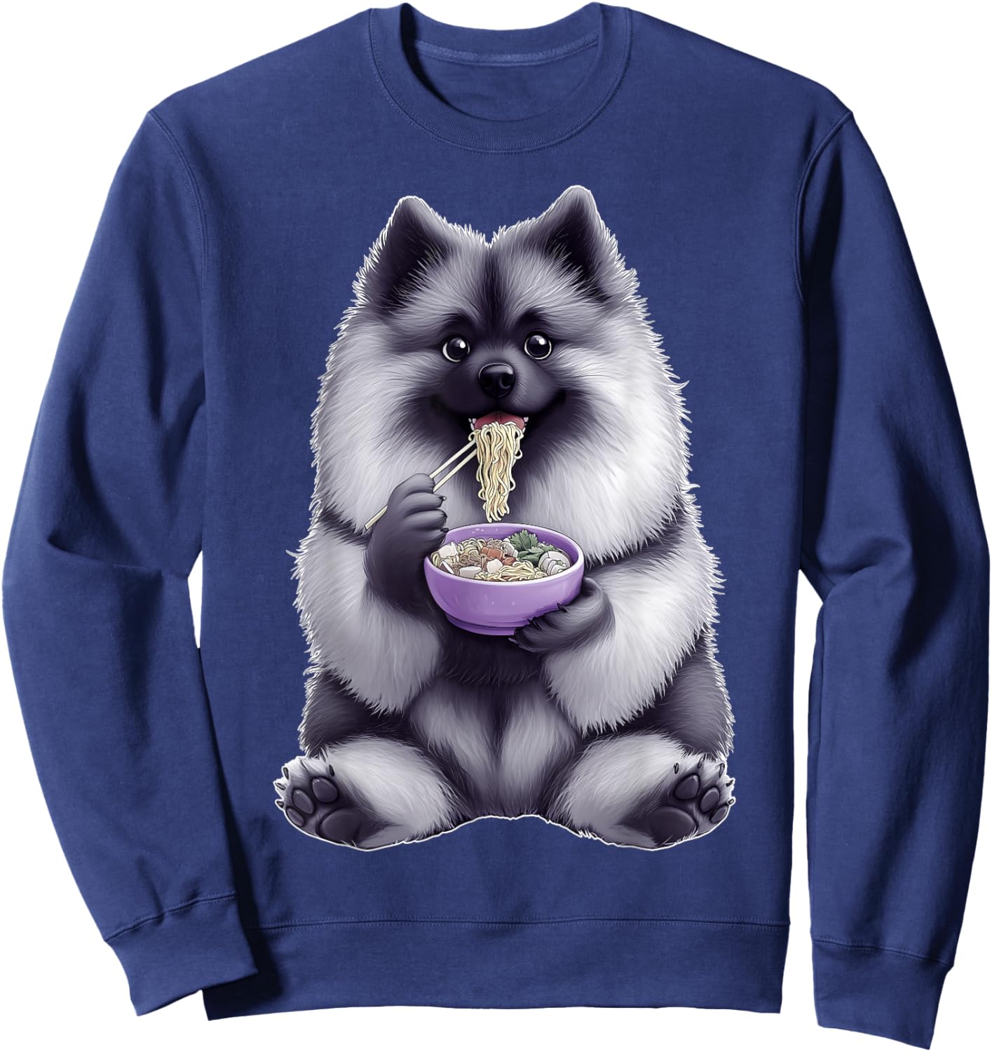 Keeshond Dog Ramen Japanese Noodles Sweatshirt - Sweatshirt | Navy