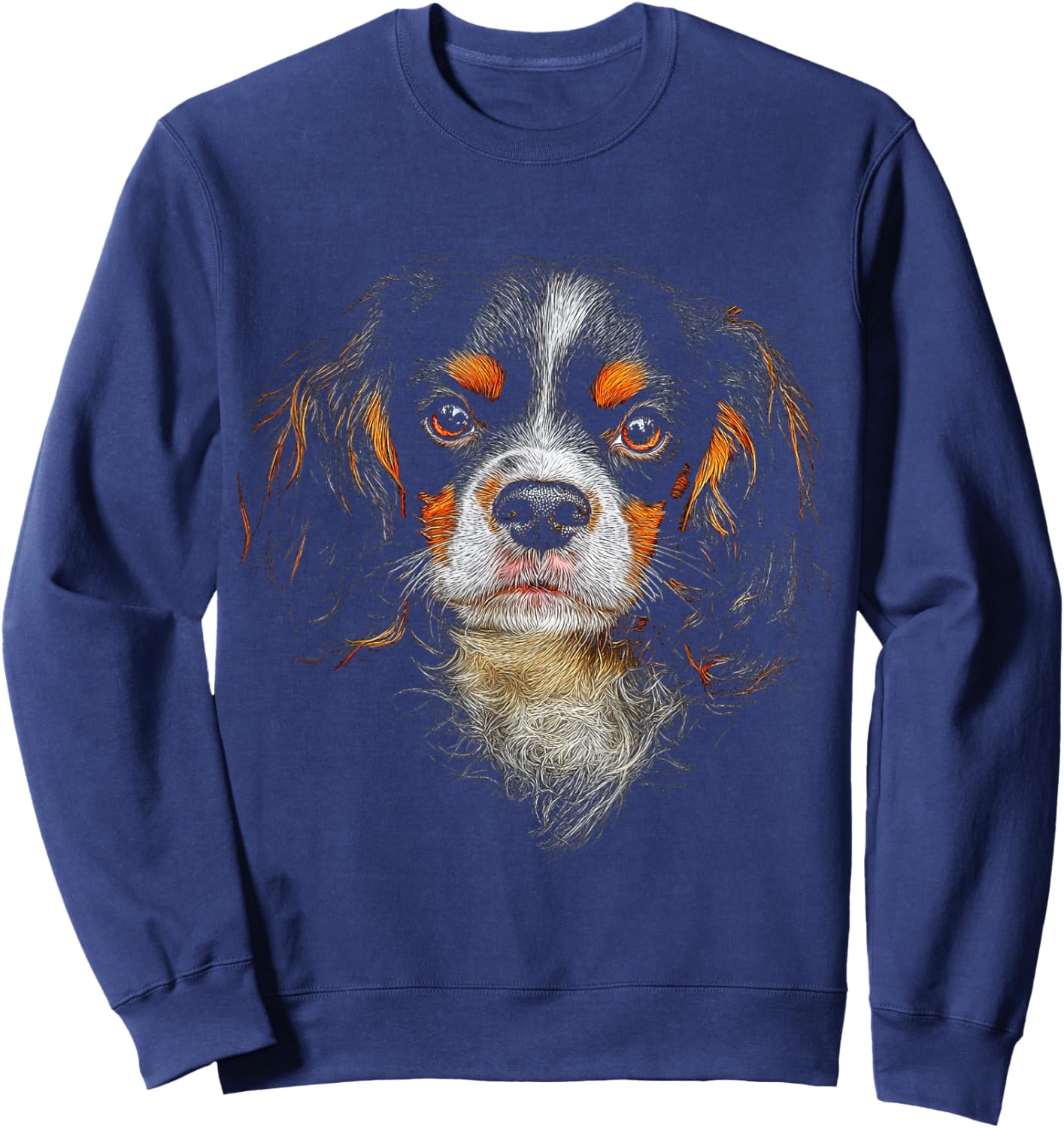 Cavalier King Charles Spaniel Dog Motif Pet Illustration Sweatshirt - Sweatshirt | Navy
