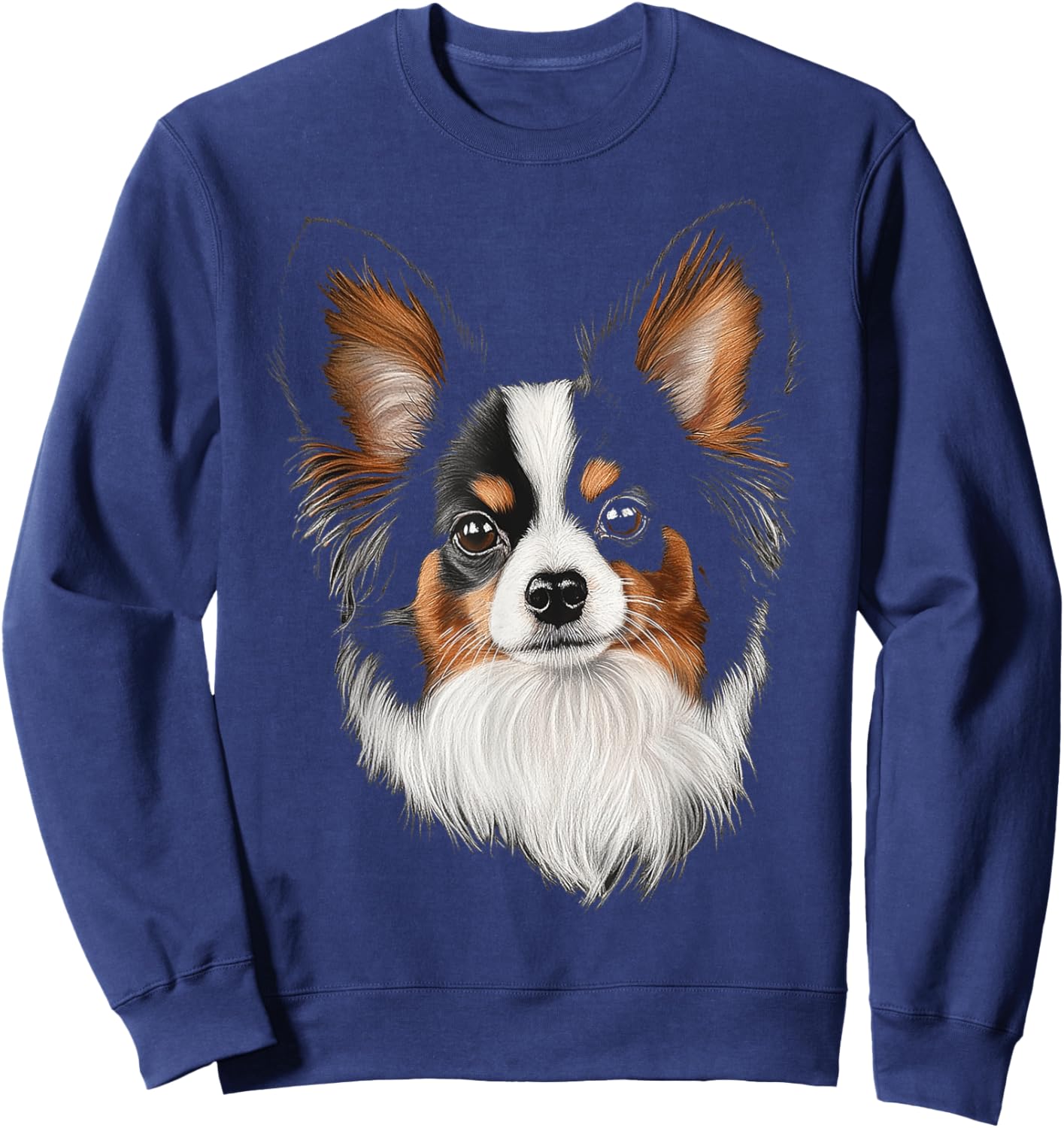 Papillon Dog Motif Pet Illustration Papillon Men Women Kids Sweatshirt - Sweatshirt | Navy