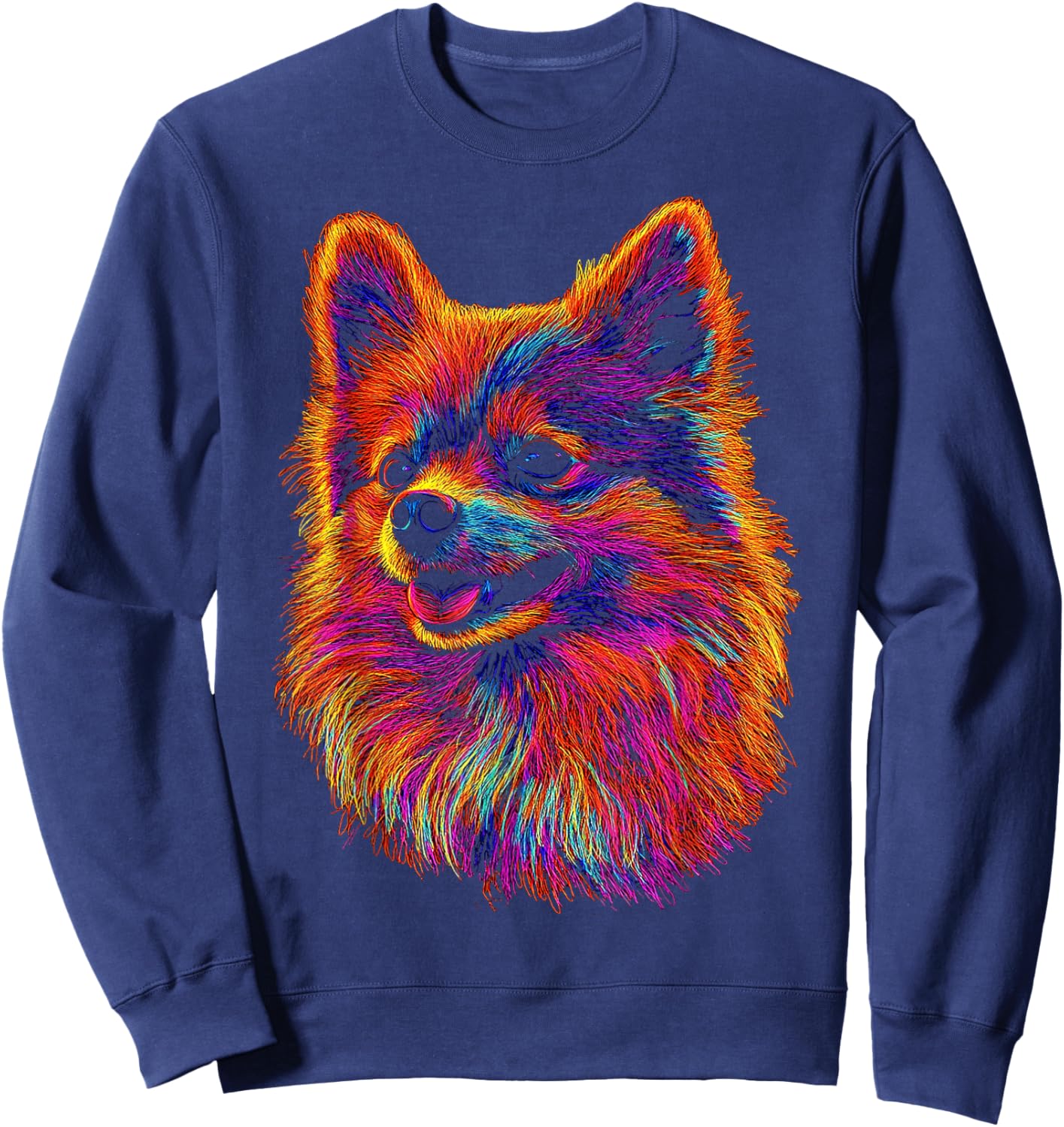Pomeranian Dog Motif Pet Artwork Pomeranian Sweatshirt - Sweatshirt | Navy