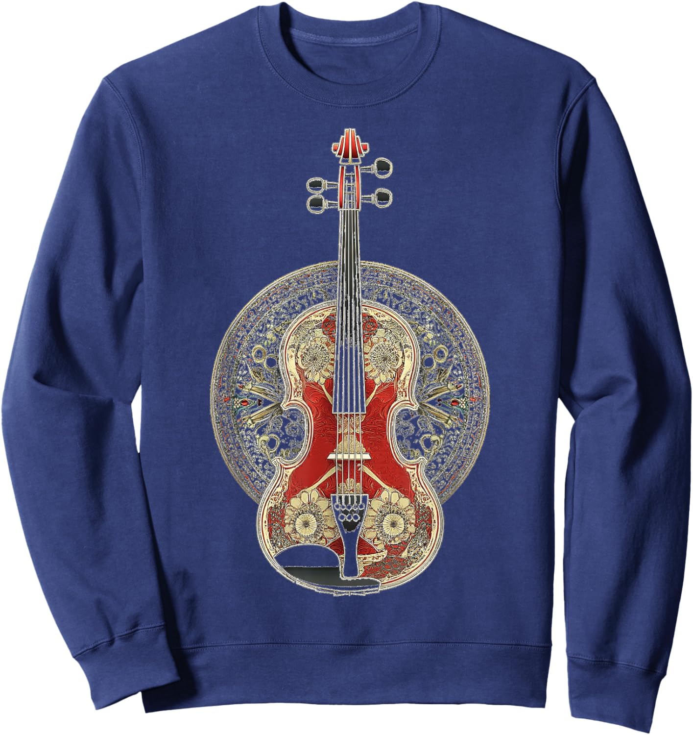 Violin Music Instrument Motif Art Violin Sweatshirt - Sweatshirt | Navy