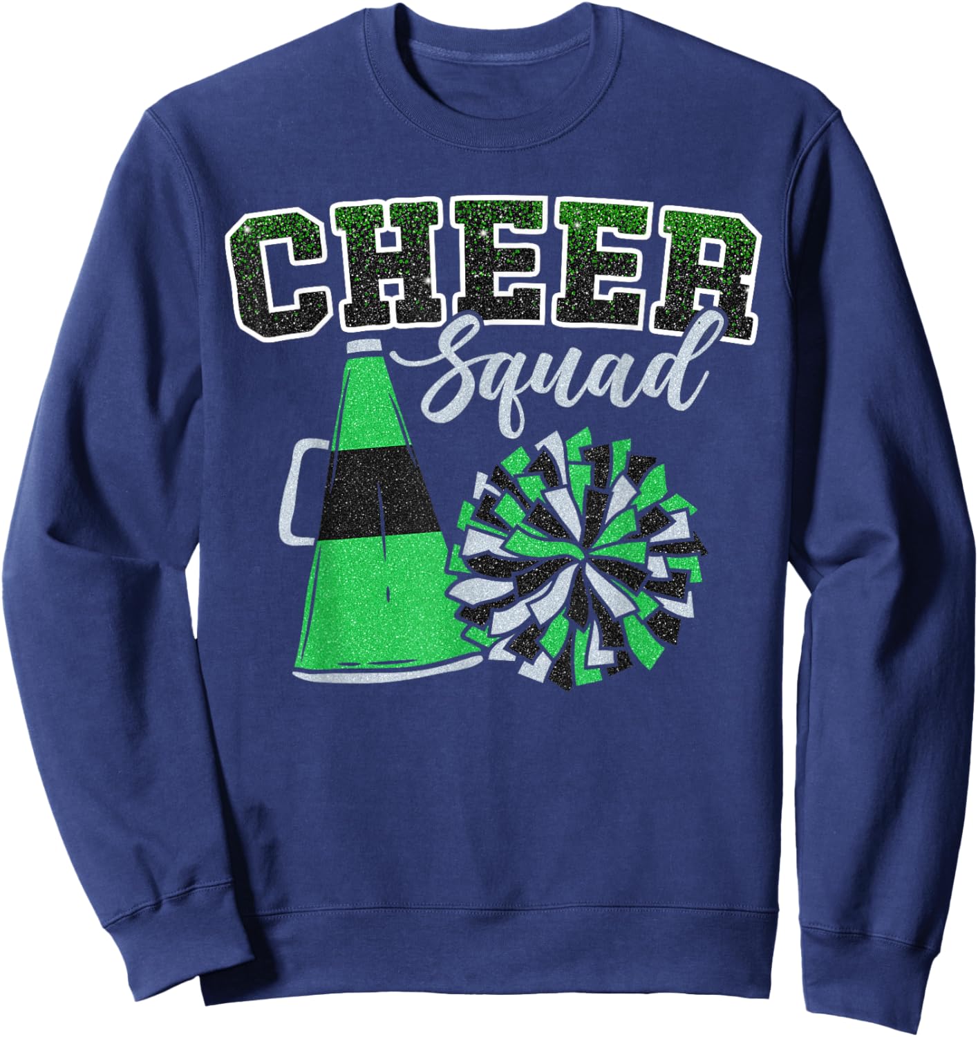 Cheer Squad Funny Cheerleader Cheerleading Green Women Girl Sweatshirt - Sweatshirt | Navy