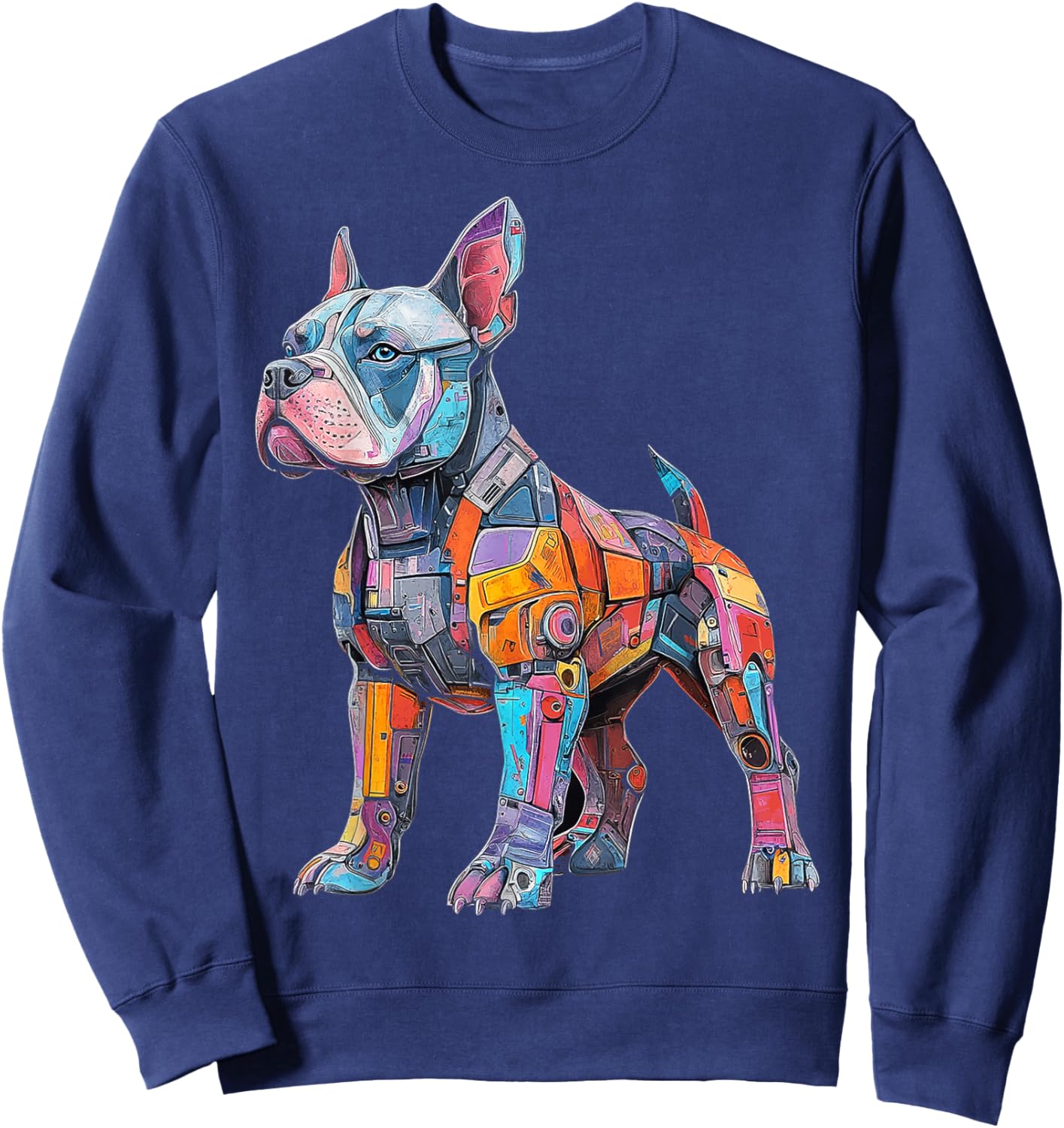 American Bully Dog Motif Pet Artwork Colorful American Bully Women Kids Sweatshirt - Sweatshirt | Navy