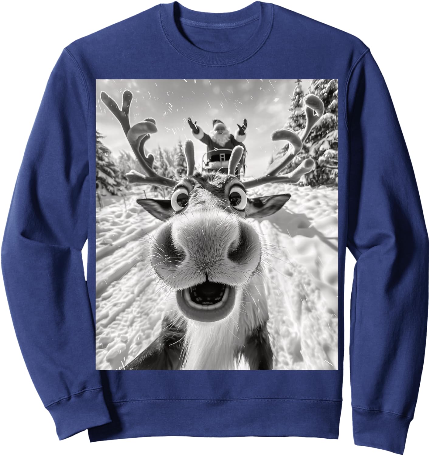 Funny Reindeer Selfie Christmas Sweatshirt - Sweatshirt | Navy