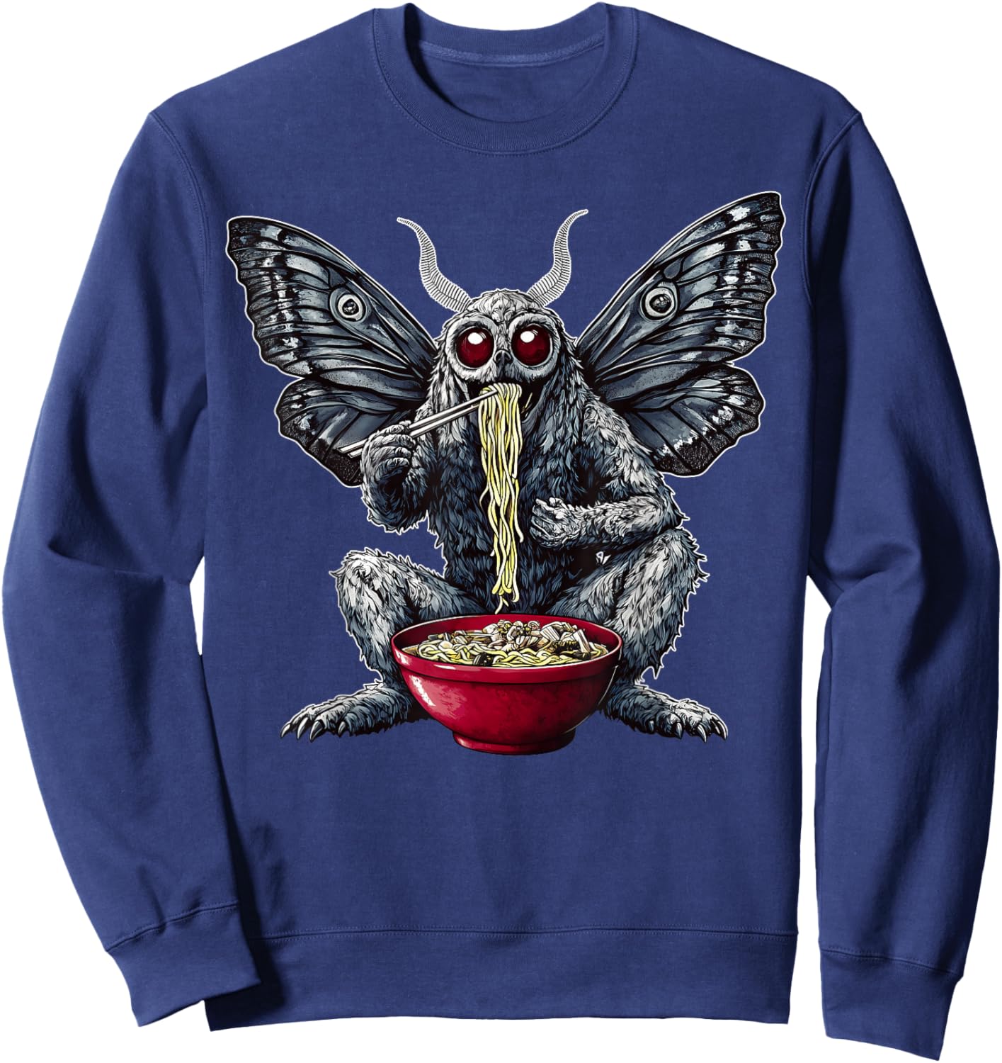 Mothman Cryptozoology Cryptid Ramen Japanese Noodles Sweatshirt - Sweatshirt | Navy