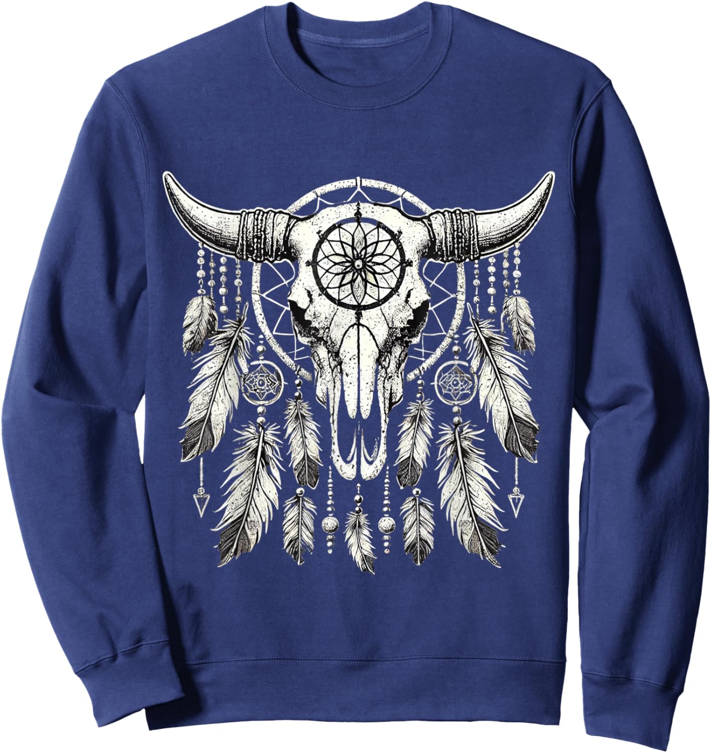 Vintage Boho Cow Skull cowgirl Dream catcher Sweatshirt - Sweatshirt | Navy