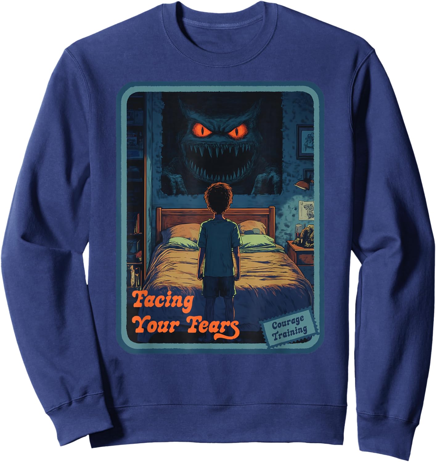 Vintage Horror Halloween Retro Survival Facing Your Fears Sweatshirt - Sweatshirt | Navy
