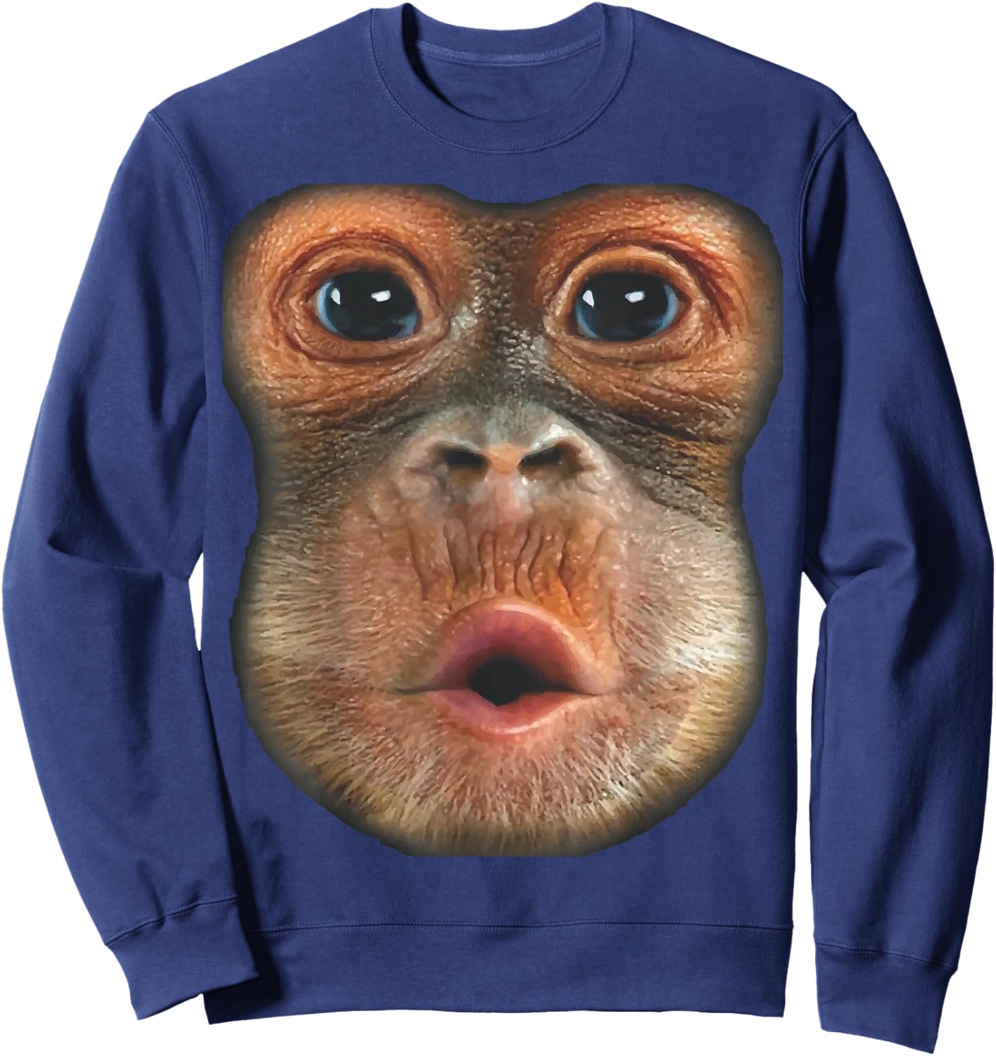 Monkey Blowing Stomach Face Sweatshirt - Sweatshirt | Navy