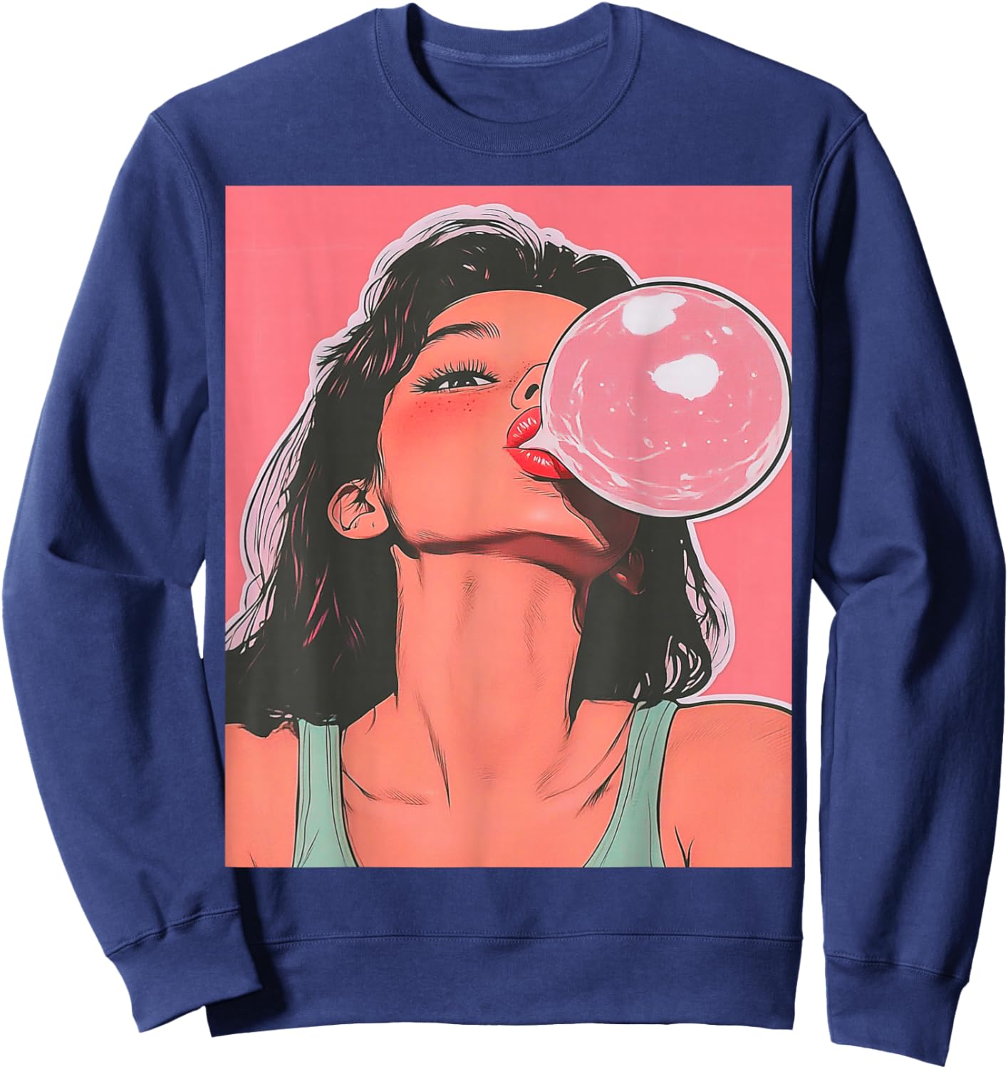 Bubble Gum Pink Adult Humor Graphic Sweatshirt - Sweatshirt | Navy