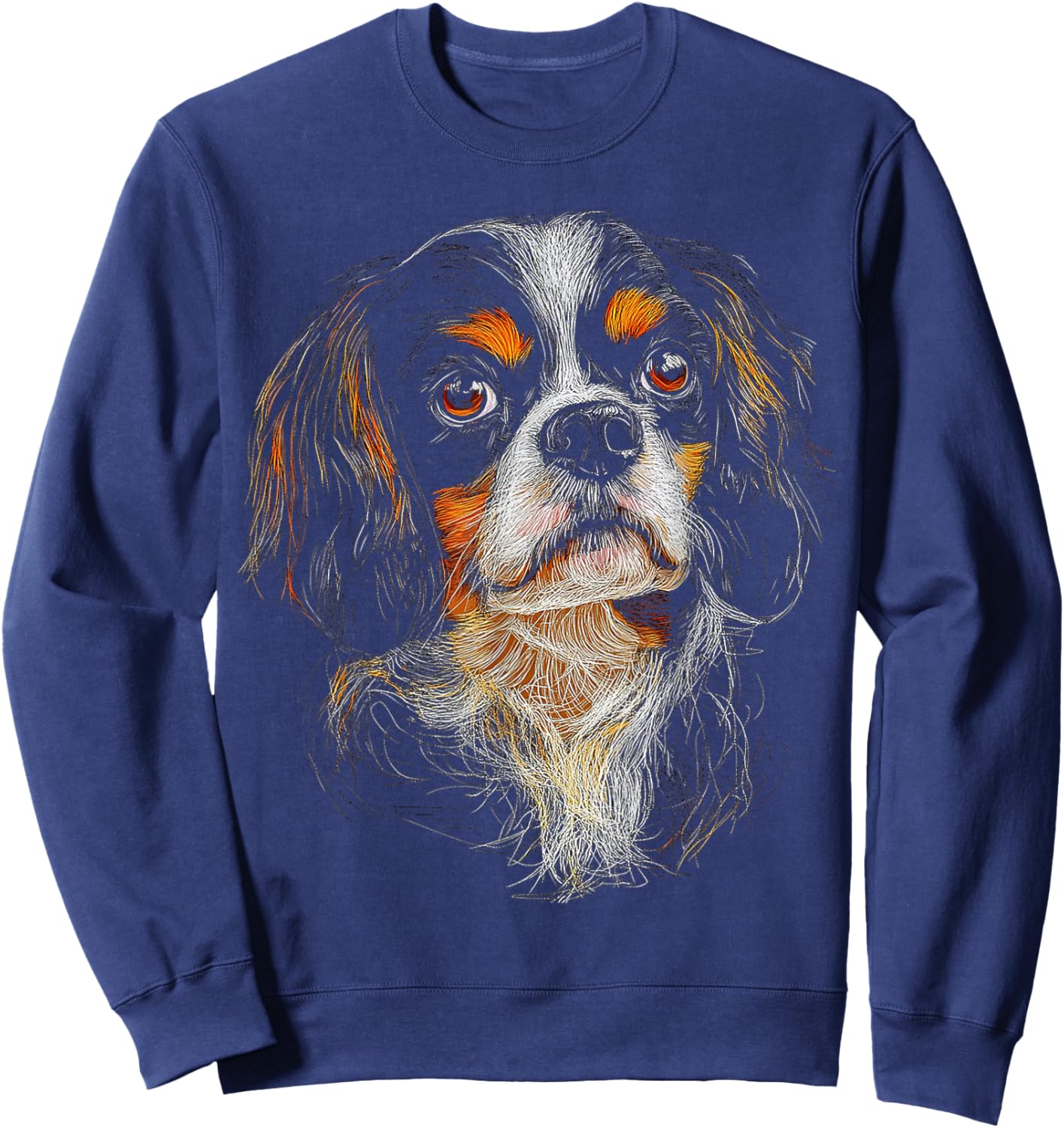 Cavalier King Charles Spaniel Dog Motif Pet Artwork Men Women Kids Sweatshirt - Sweatshirt | Navy