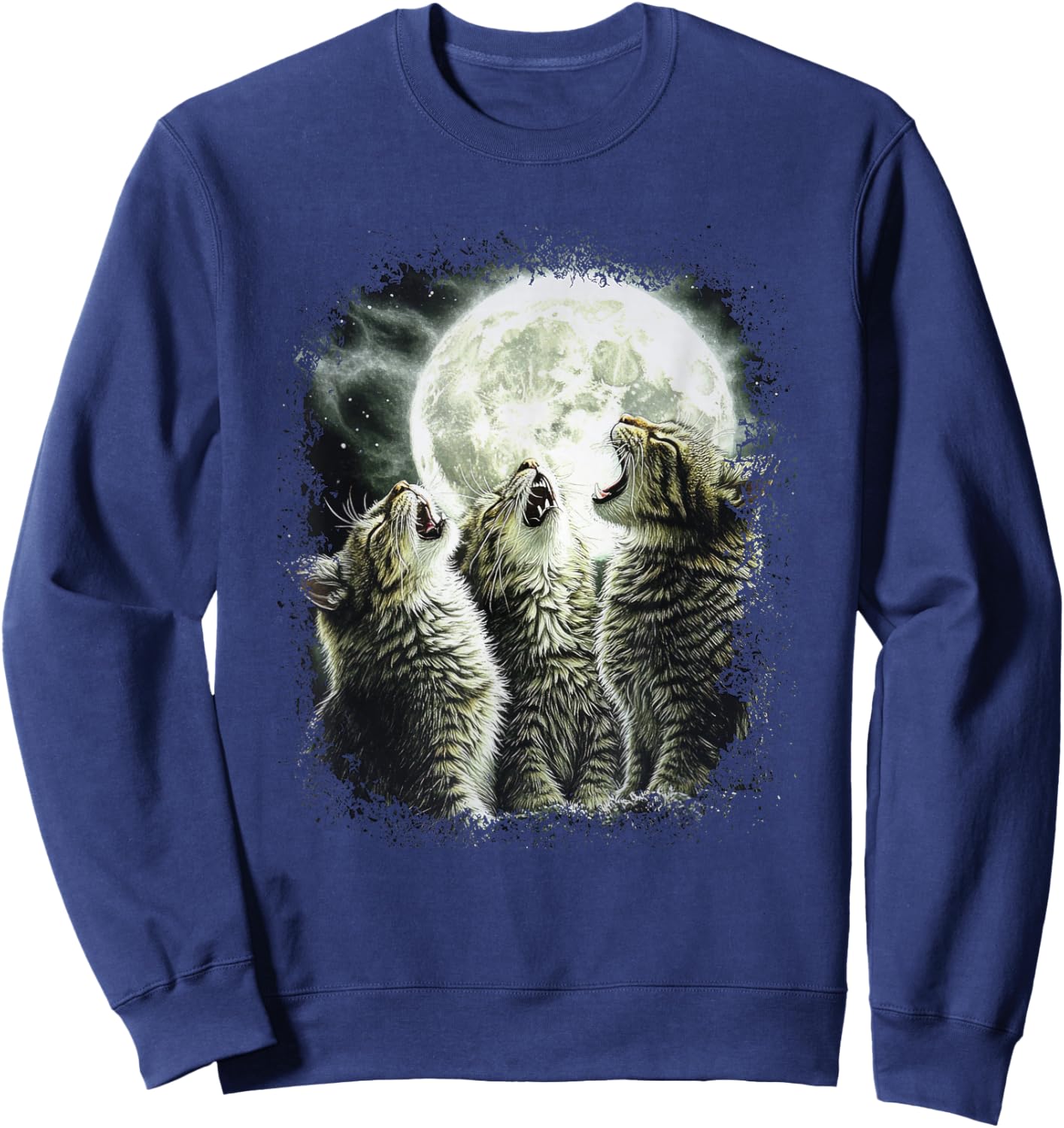 Funny Cats Howling At Moon Sweatshirt - Sweatshirt | Navy