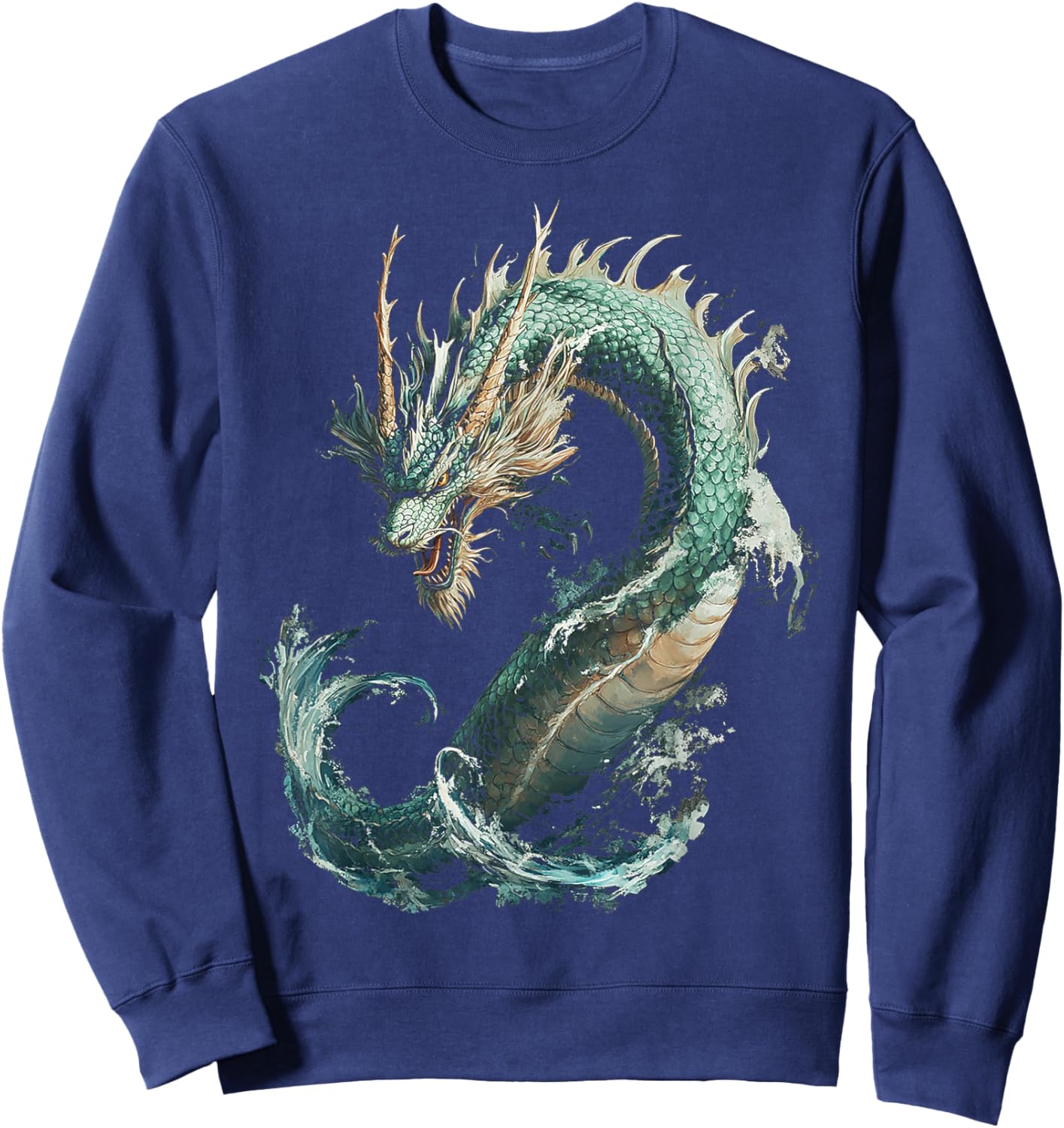 Sea Dragon Motif Mythical Illustration Sea Dragon Sweatshirt - Sweatshirt | Navy