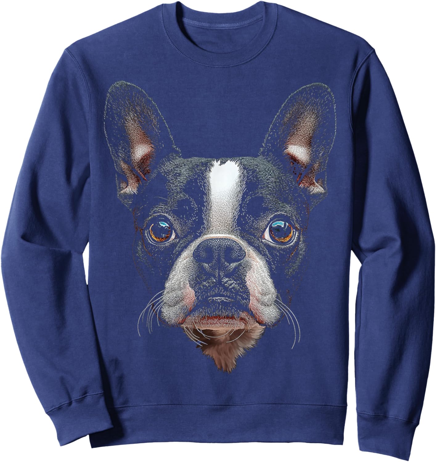 Boston Terrier Dog Graphic Pet Illustration Boston Terrier Sweatshirt - Sweatshirt | Navy
