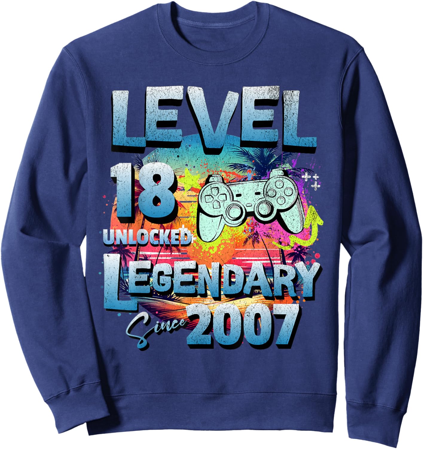 Level 18 years old unlocked since 2007 Legendary birthday Sweatshirt - Sweatshirt | Navy