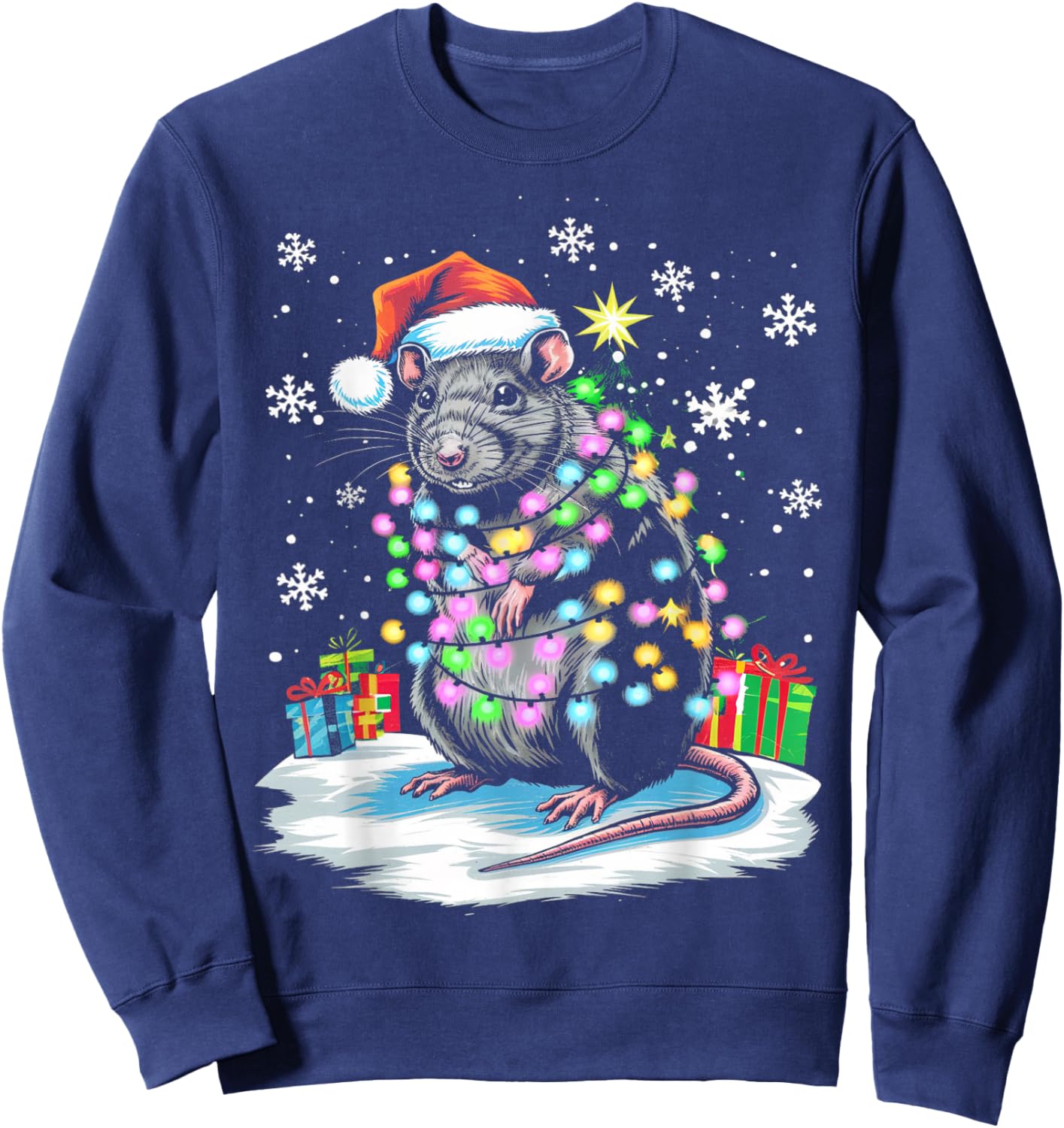 Rat Christmas Light Family Sweatshirt - Sweatshirt | Navy