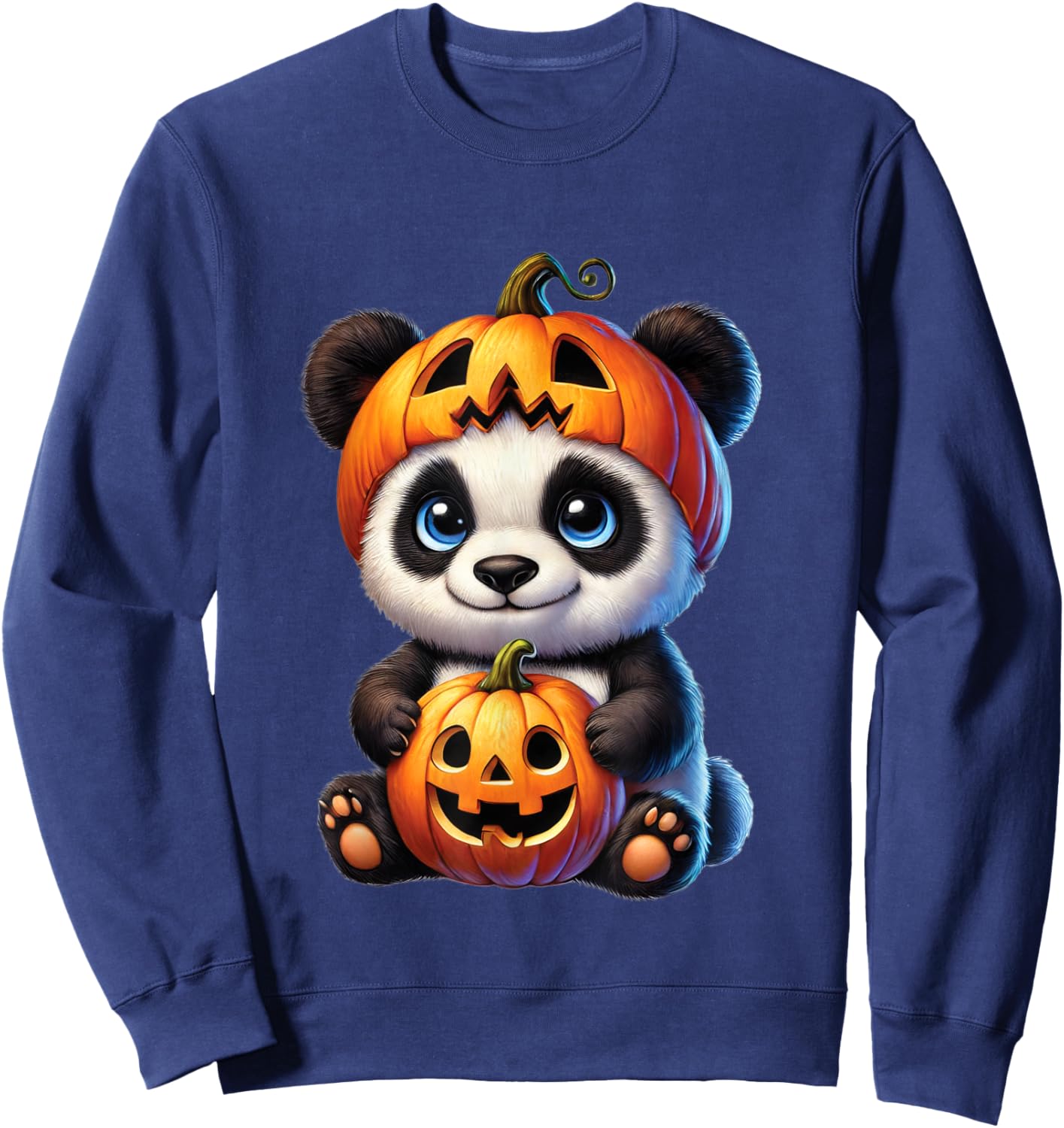 Panda Halloween Panda Pumpkin Halloween Panda Lover Sweatshirt - Sweatshirt | Navy