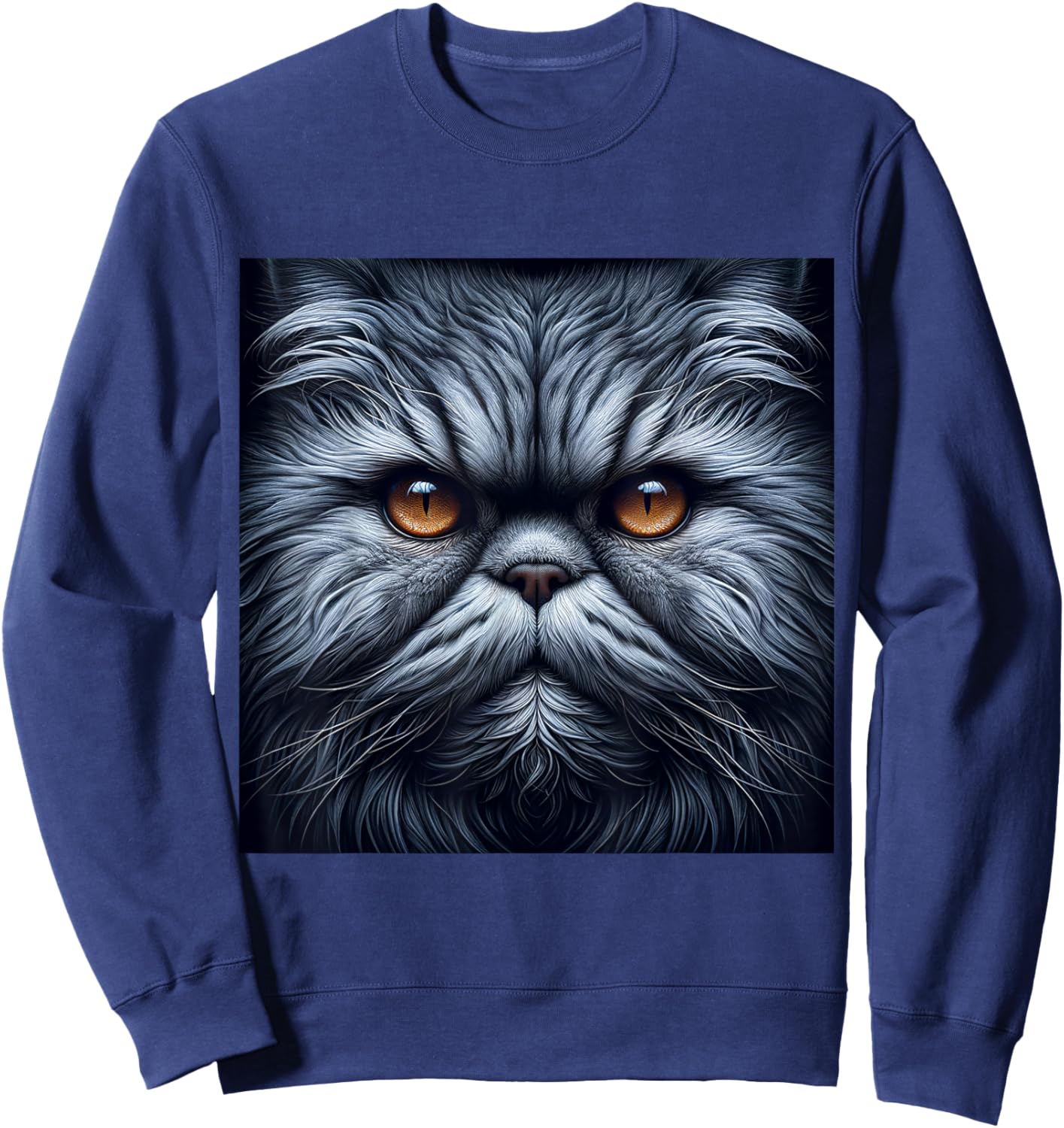 Persian Cat Shirt Cat Face Cute Cat Lover Cat Mom Dad Sweatshirt - Sweatshirt | Navy