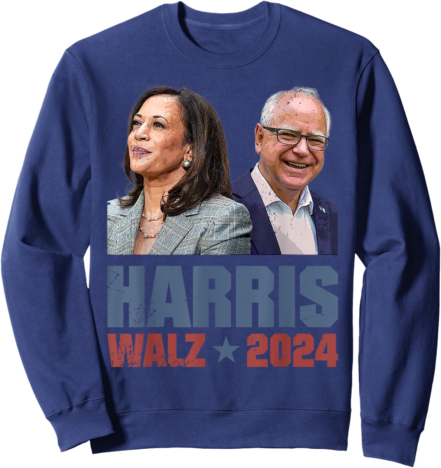 Vintage Kamala Harris Walz 2024 Poster Sweatshirt - Sweatshirt | Navy