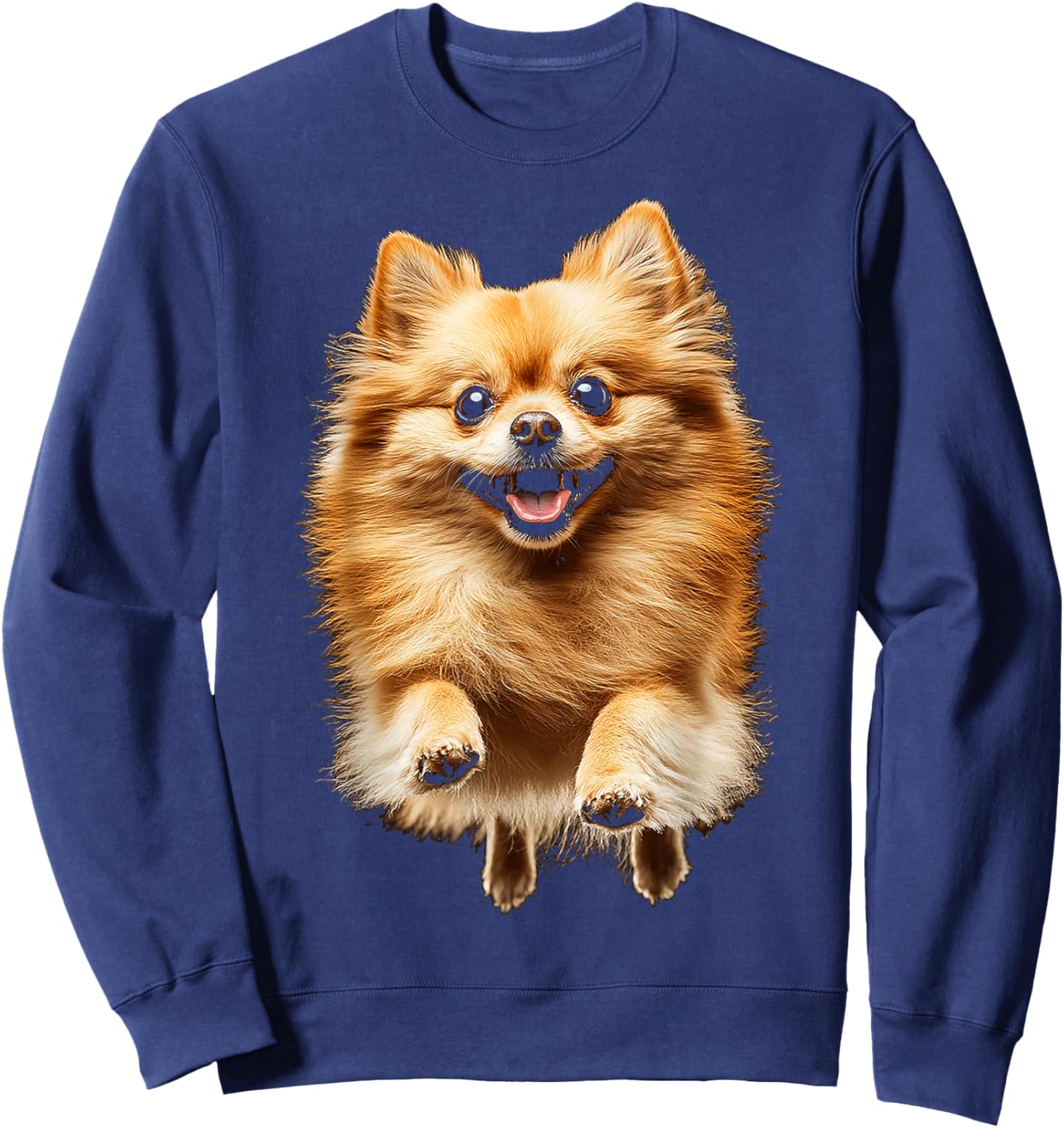 Pomeranian Dog Graphic Pet Artwork Pomeranian Men Women Kids Sweatshirt - Sweatshirt | Navy
