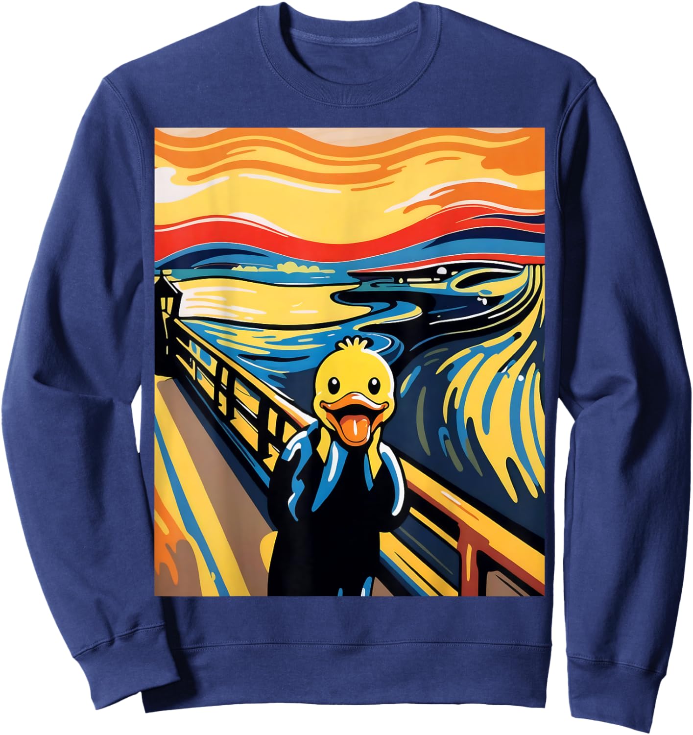 Funny Rubber Duck The Scream Ducky Lovers Men Women Kids Sweatshirt - Sweatshirt | Navy