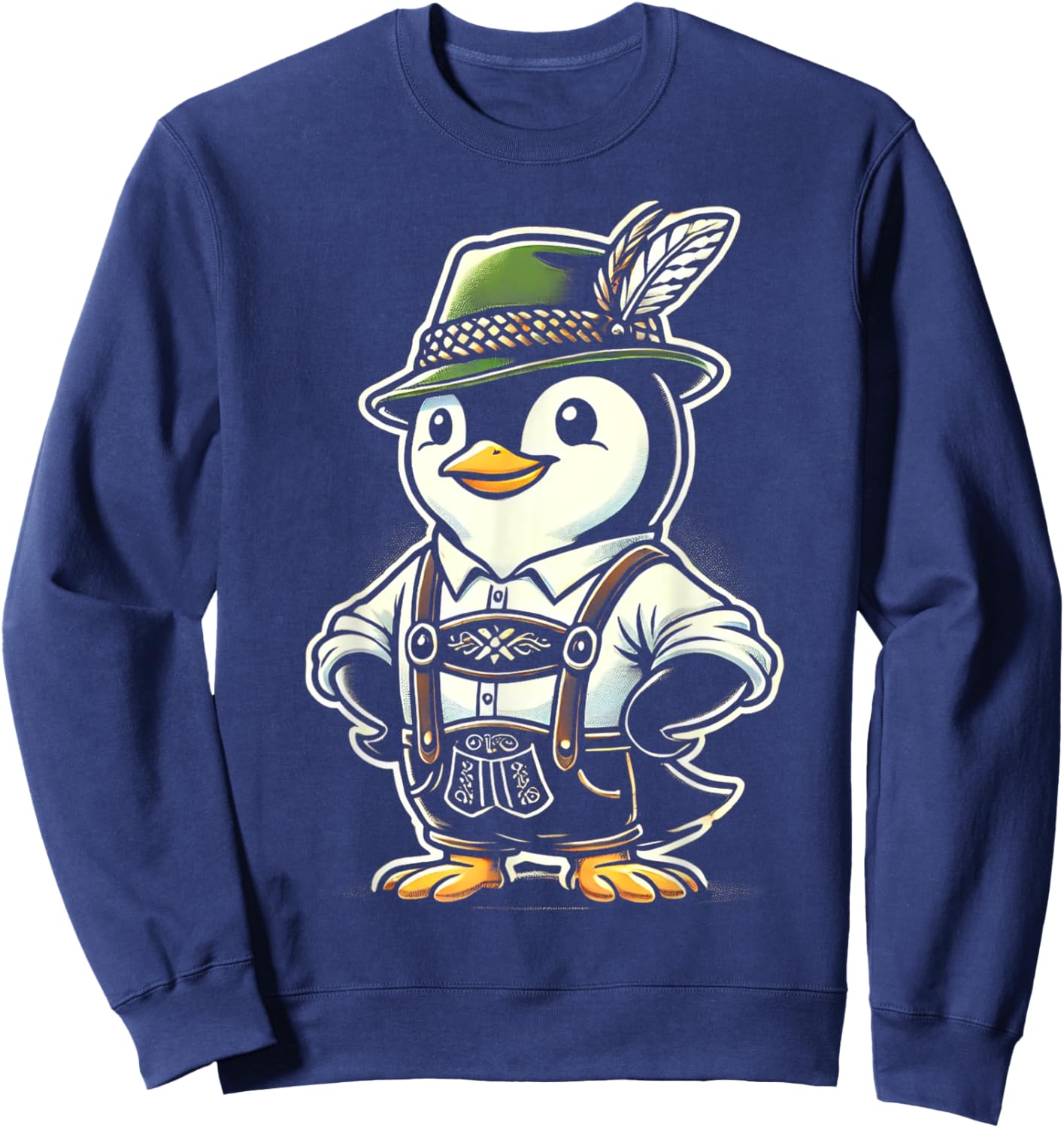 Oktoberfest Penguin Funny German Bavarian Lederhosen Penguin Sweatshirt - Sweatshirt | Navy