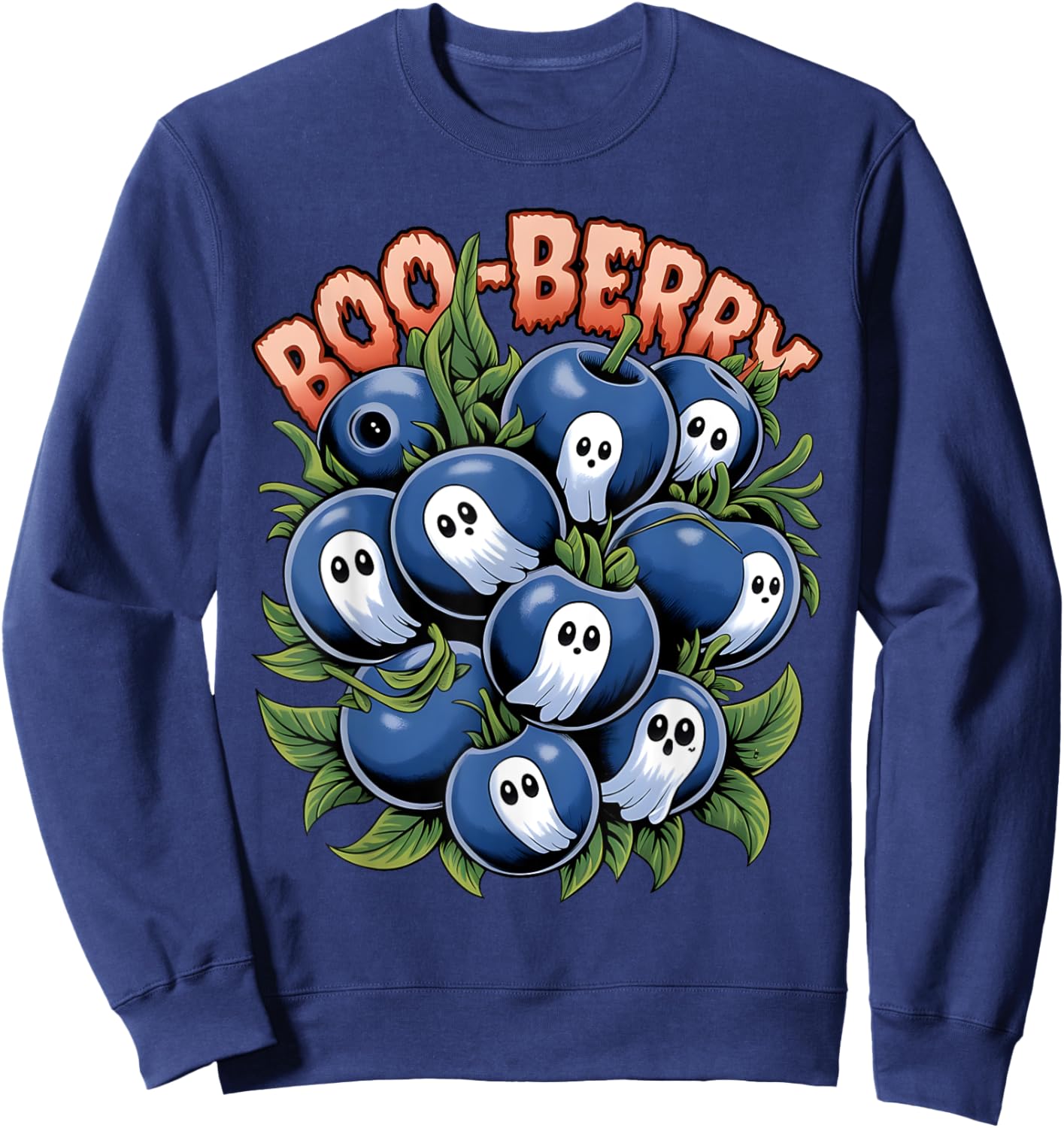 Boo Berry Blueberry Halloween Funny Ghost Costume Boys Girls Sweatshirt - Sweatshirt | Navy