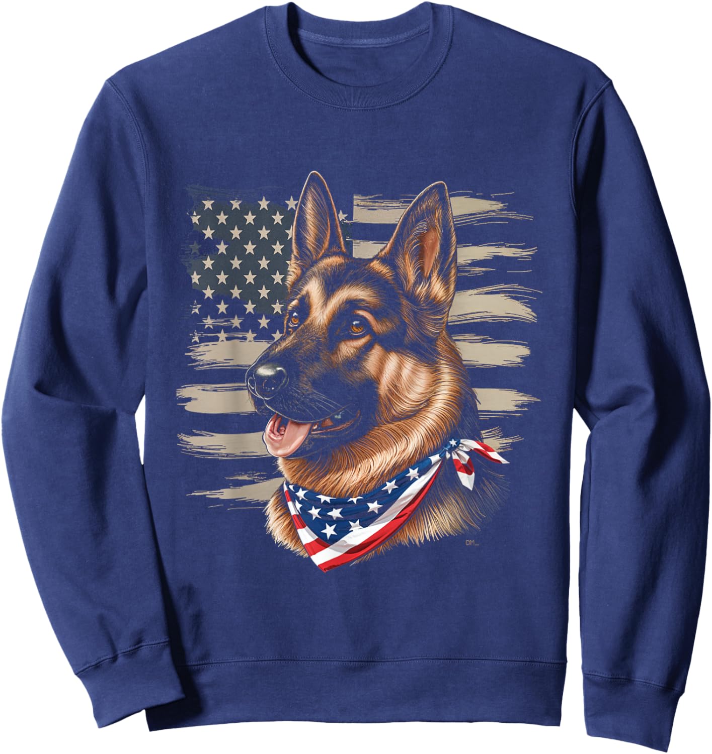German Shepherd American Flag Dog Patriotic Pet Sweatshirt - Sweatshirt | Navy