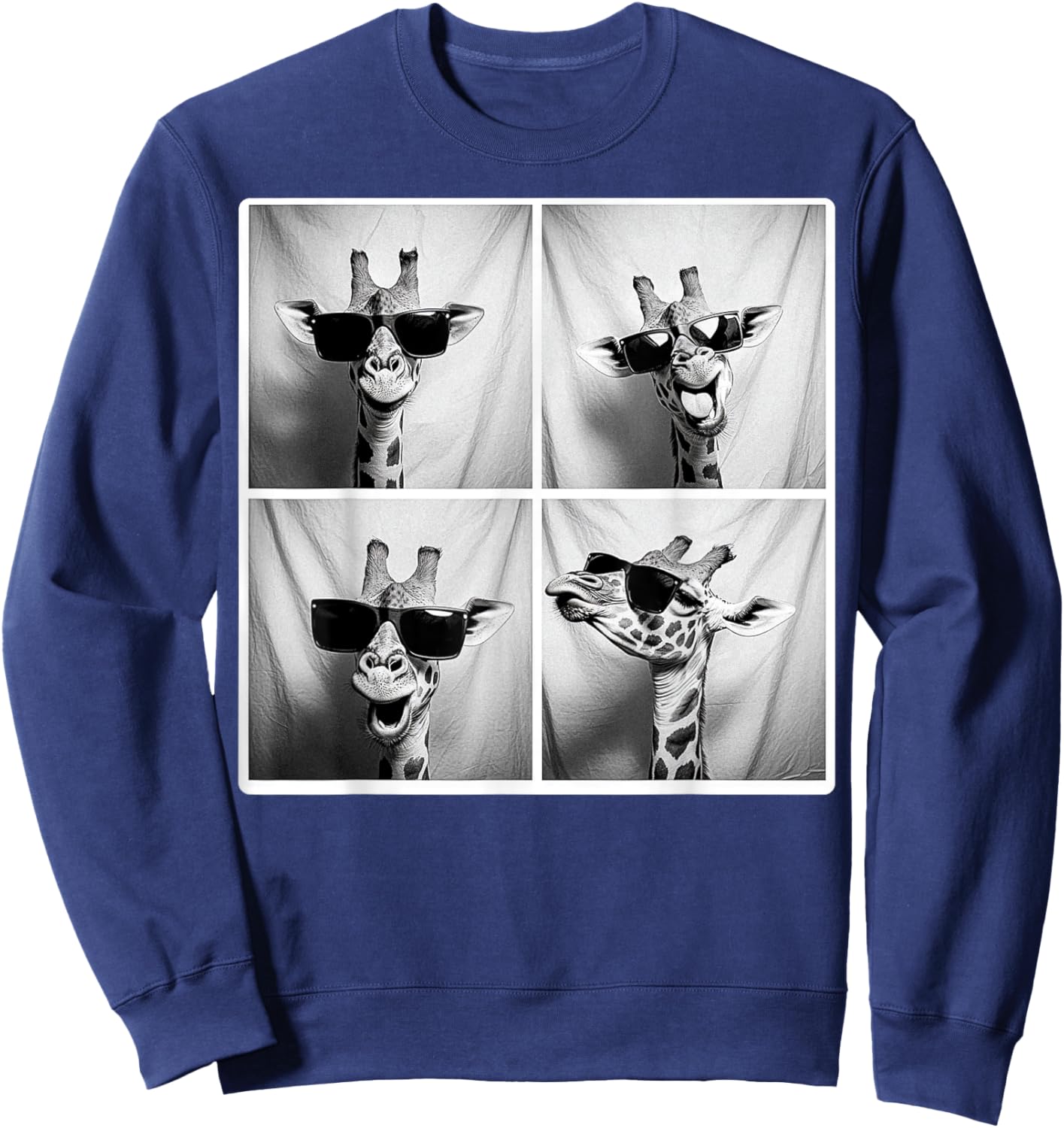 Giraffe Wearing Sunglasses Funny Photobooth Safari Selfie Sweatshirt - Sweatshirt | Navy