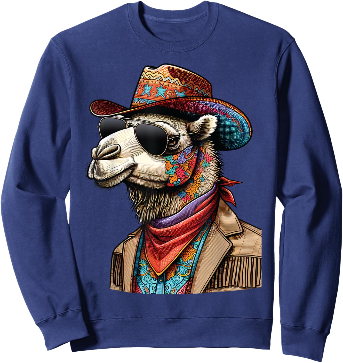 Cowboy Camel Funny Wild West Sheriff Camels Sweatshirt - Sweatshirt | Navy