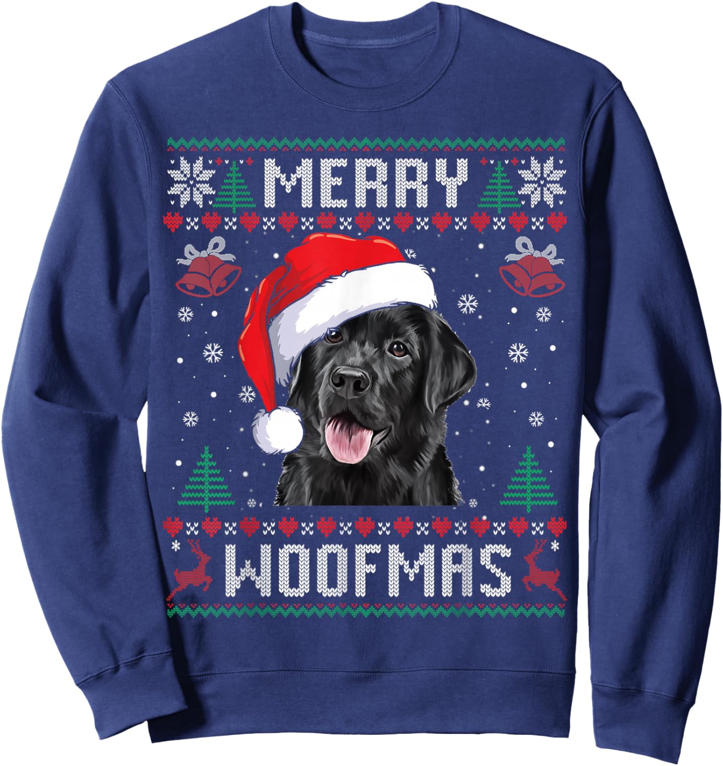 Merry Woofmas Ugly Sweater Black Lab Labrador Christmas Sweatshirt - Sweatshirt | Navy