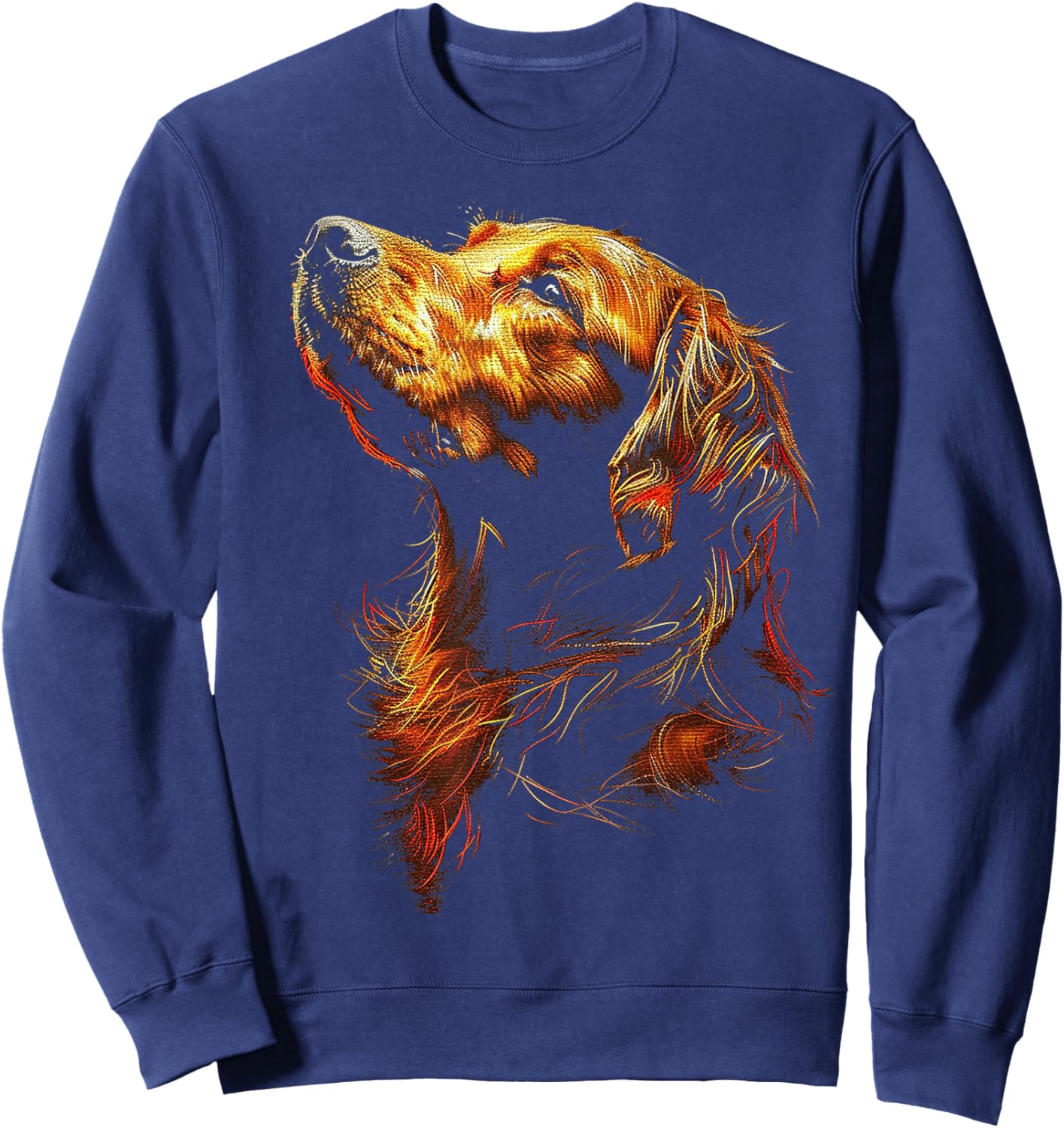 Golden Retriever Dog Motif Pet Illustration Golden Retriever Women Kids Sweatshirt - Sweatshirt | Navy