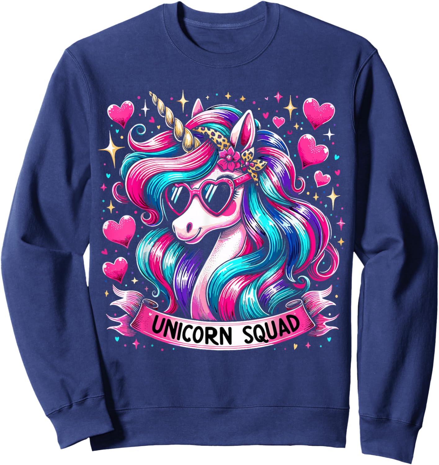 Unicorn Squad Unicorn with leopard Bandana Sweatshirt - Sweatshirt | Navy
