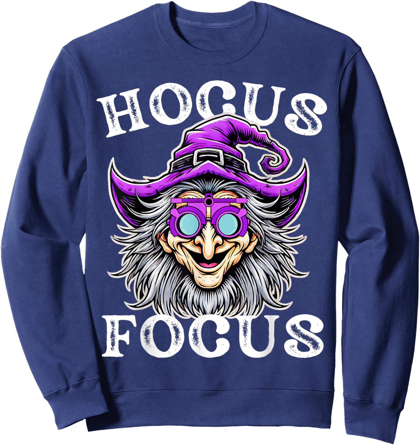 Funny Optometry Hocus Focus Optometrist Witch Halloween Sweatshirt - Sweatshirt | Navy