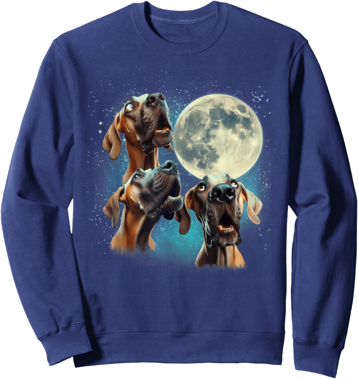 Funny Three Dog Moon, 3 Great Dane Fawn Natural, Weird Meme Men Women Kids Sweatshirt - Sweatshirt | Navy