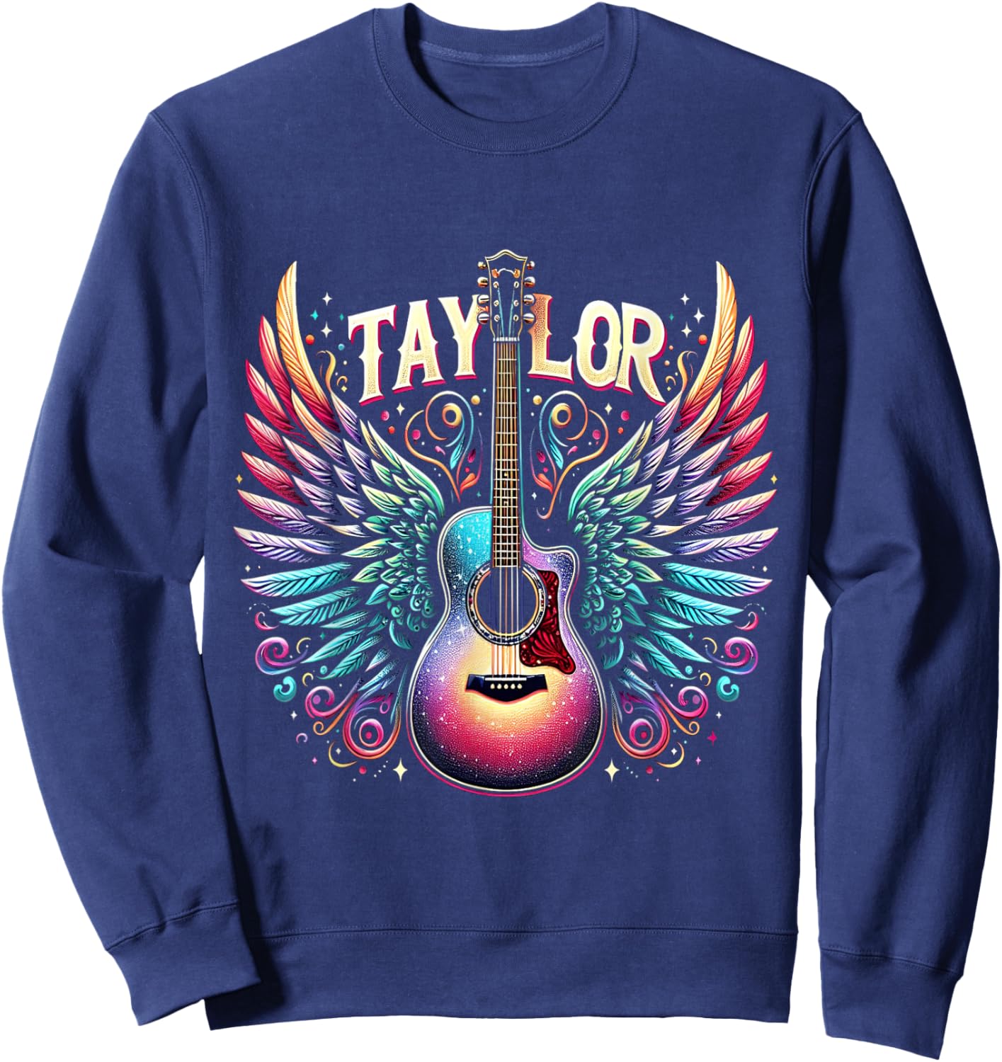 Girl Retro Taylor First Name Personalized Groovy 80's Sweatshirt - Sweatshirt | Navy