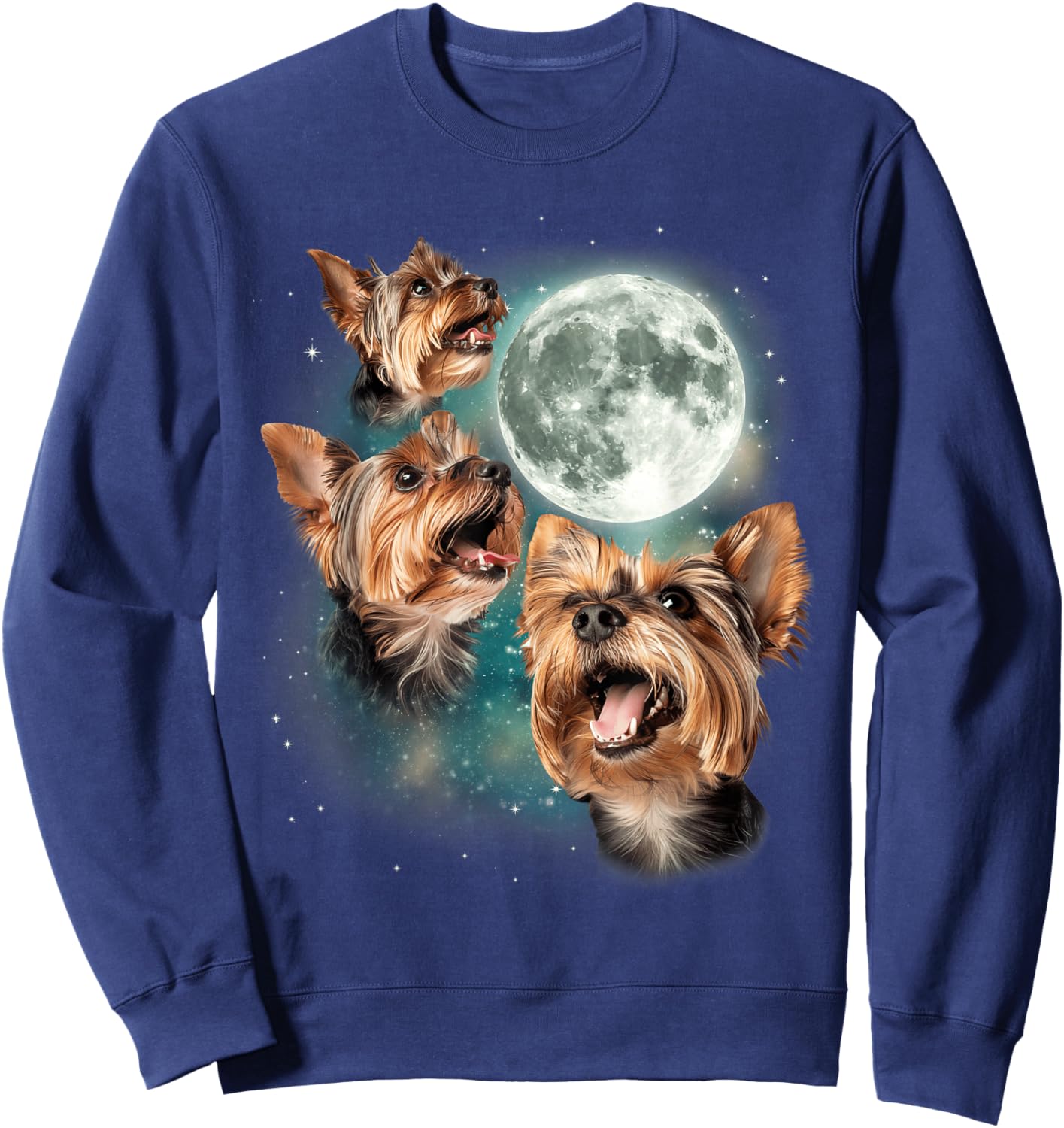 3 Yorkie Moon | Three Yorkshire Terriers Dog Lovers Cute Sweatshirt - Sweatshirt | Navy