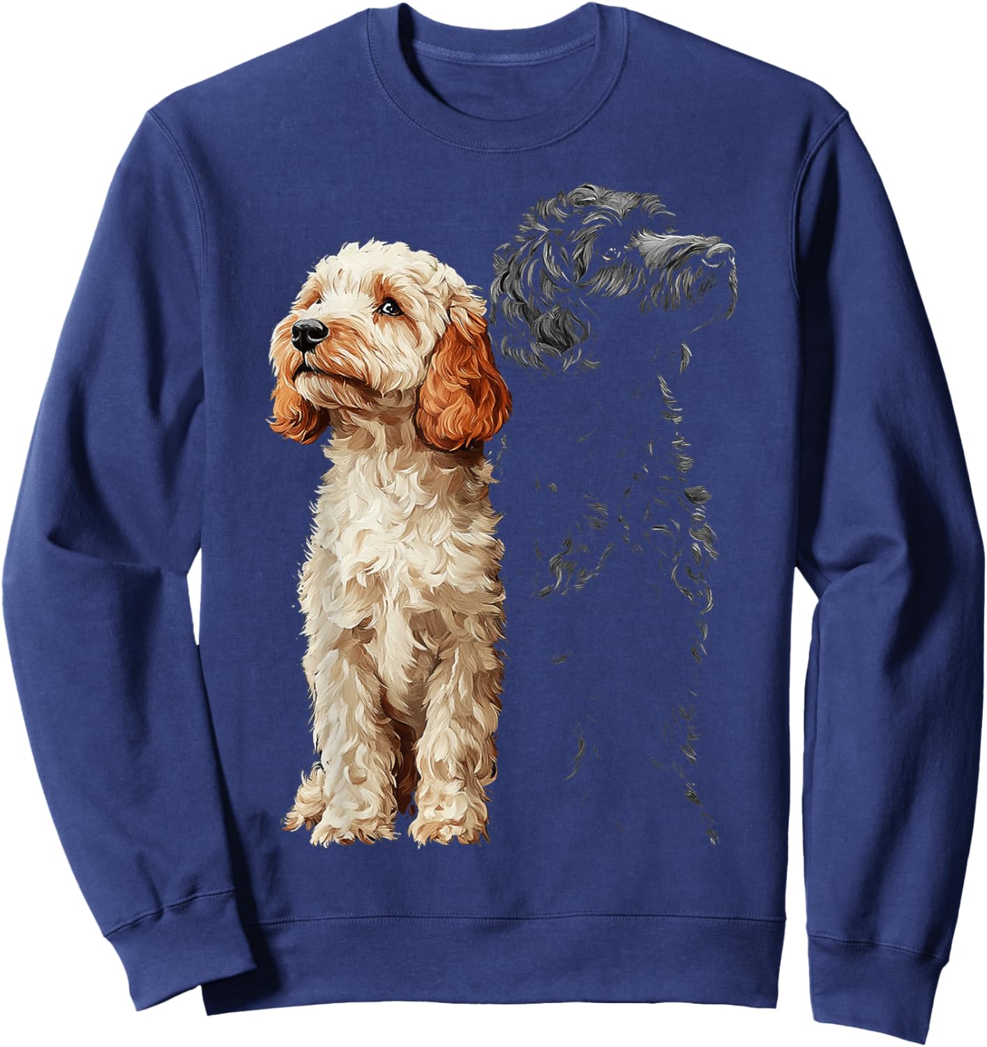 Labradoodle Dog Motif Pet Illustration Labradoodle Women Kids Sweatshirt - Sweatshirt | Navy